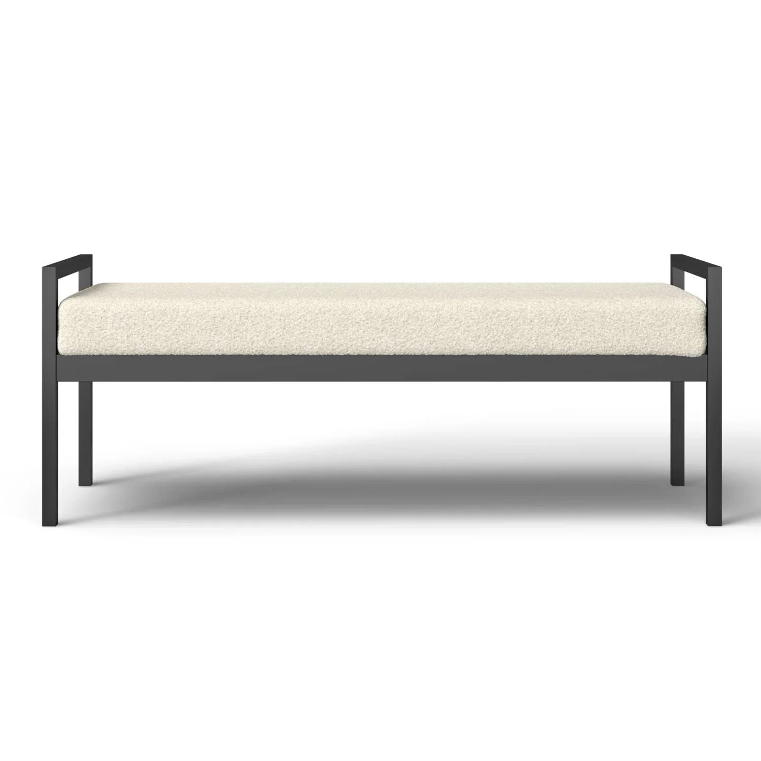 Modern Industrial Bed Bench with Black Metal Frame and Cream Upholstered Cushion - Image 2