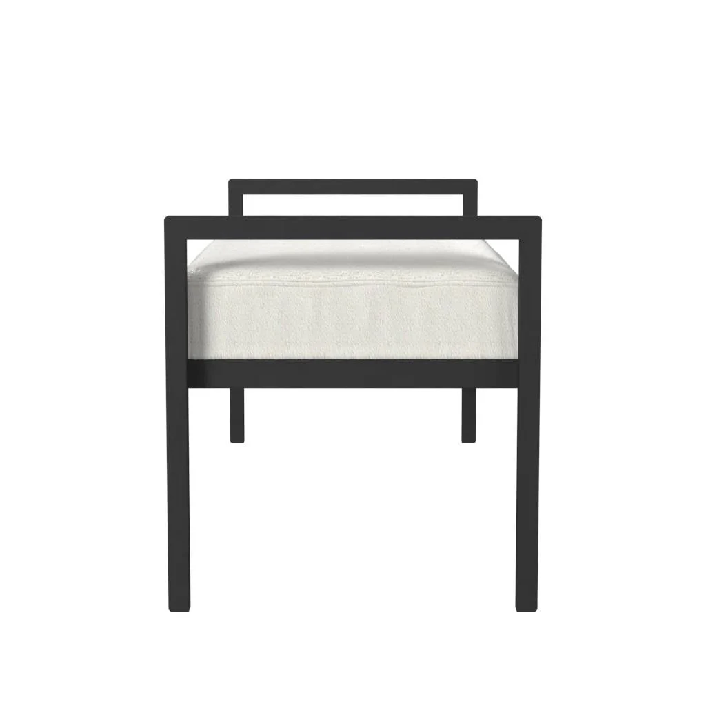 Modern Industrial Bed Bench with Black Metal Frame and Cream Upholstered Cushion - Image 4