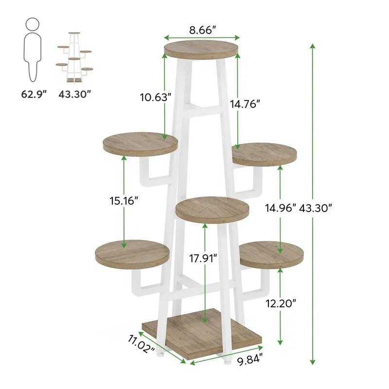 Modern Industrial Indoor Multi-Tier Plant Stand with White Metal Frame - Image 5