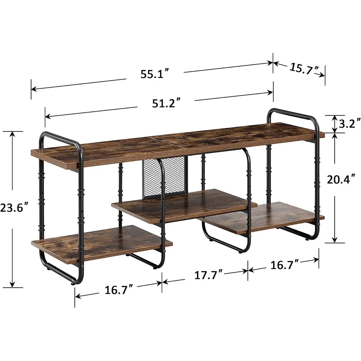 Modern Industrial Metal Wood Entertainment Center TV Stand for TV up to 60-inch - Image 5