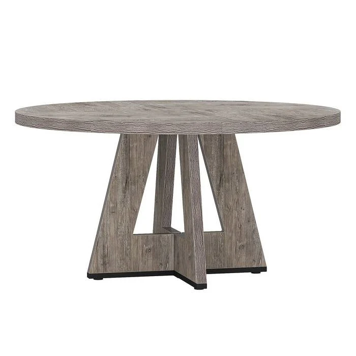 Modern Kitchen 4-Person Circular Dining Table in Grey Wood Finish - Image 2