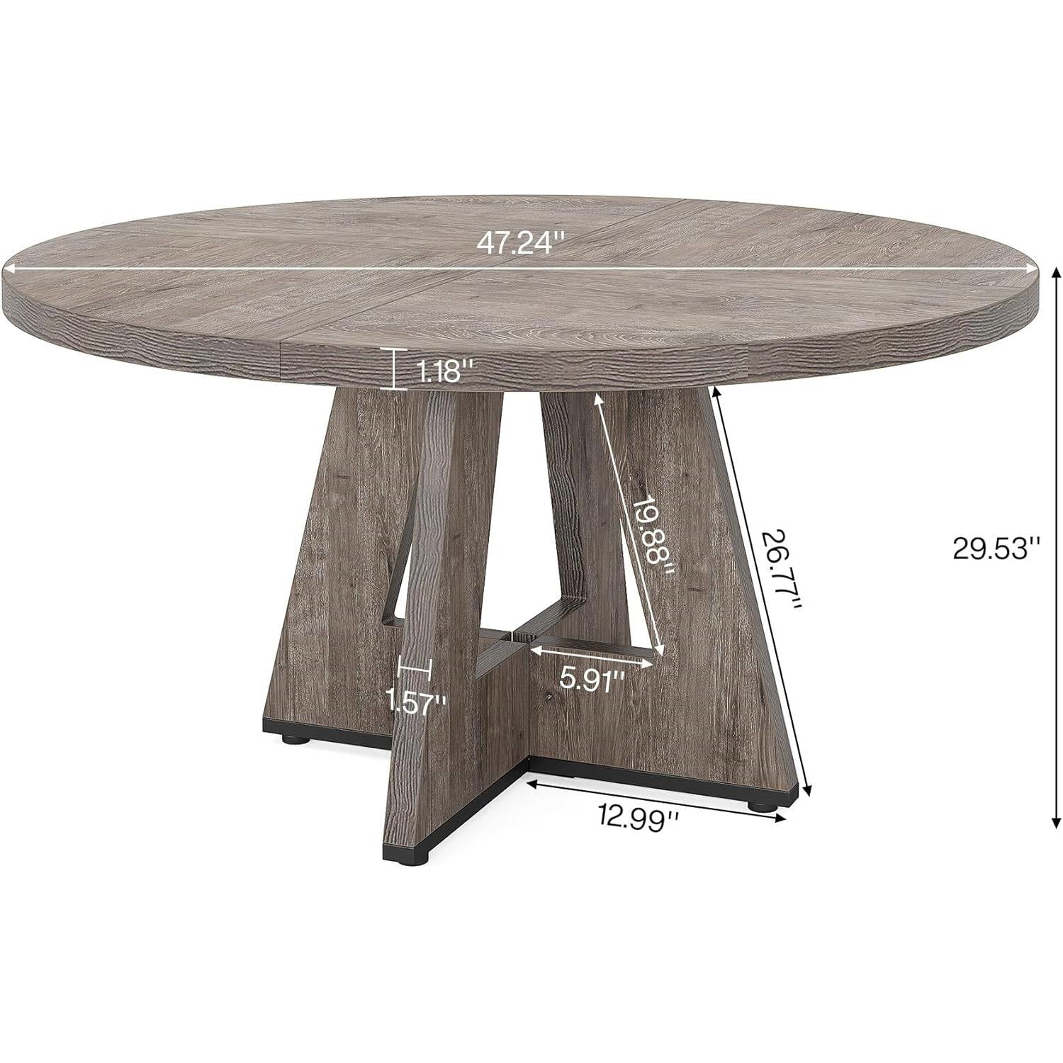 Modern Kitchen 4-Person Circular Dining Table in Grey Wood Finish - Image 5