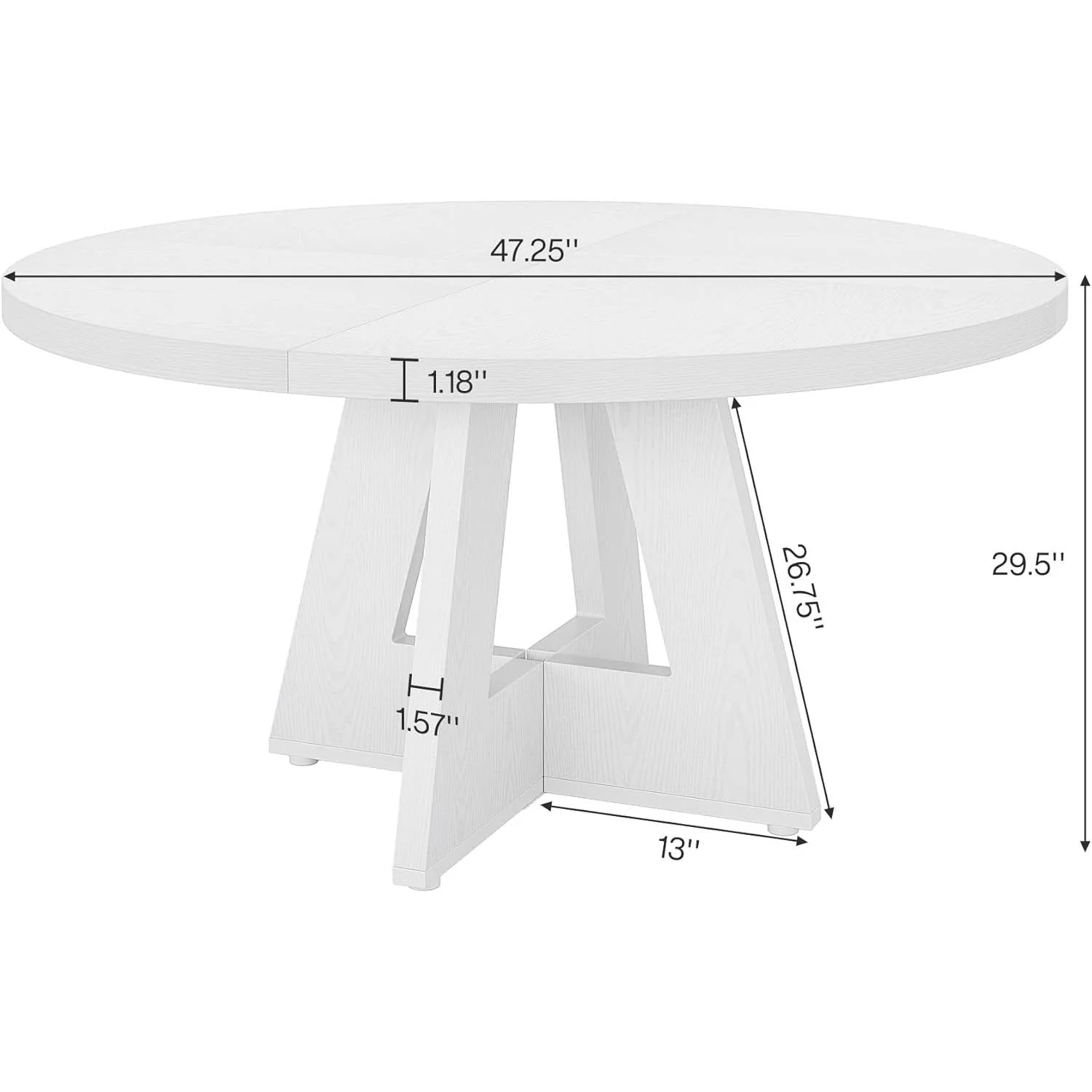 Modern Kitchen Round Circular Dining Table in White Wood Finish - Image 5