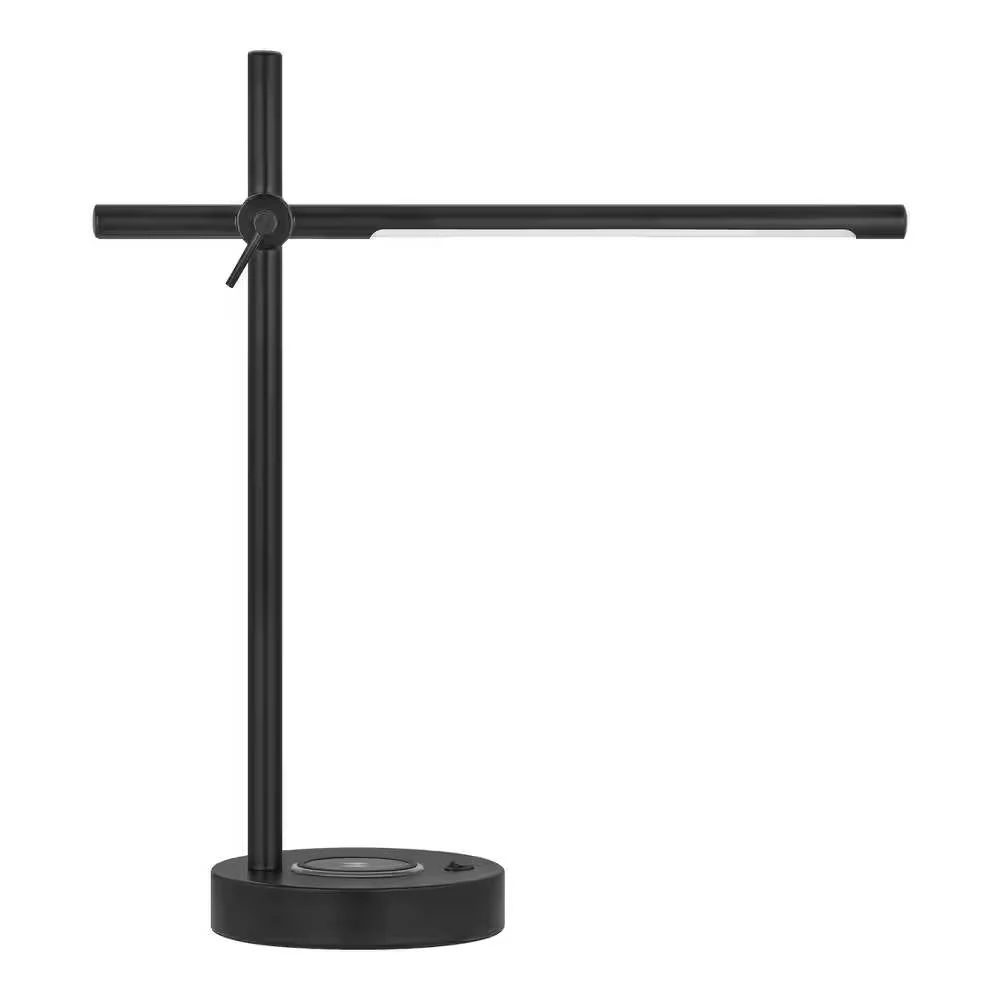 Modern LED Desk Light Table Lamp with Wireless Cell Charging Pad in Black - Image 3