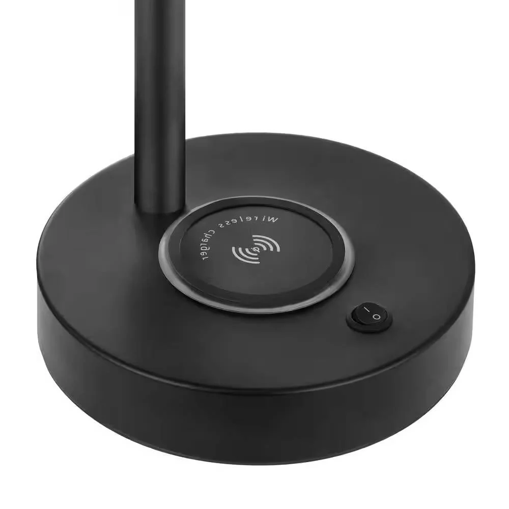 Modern LED Desk Light Table Lamp with Wireless Cell Charging Pad in Black - Image 4