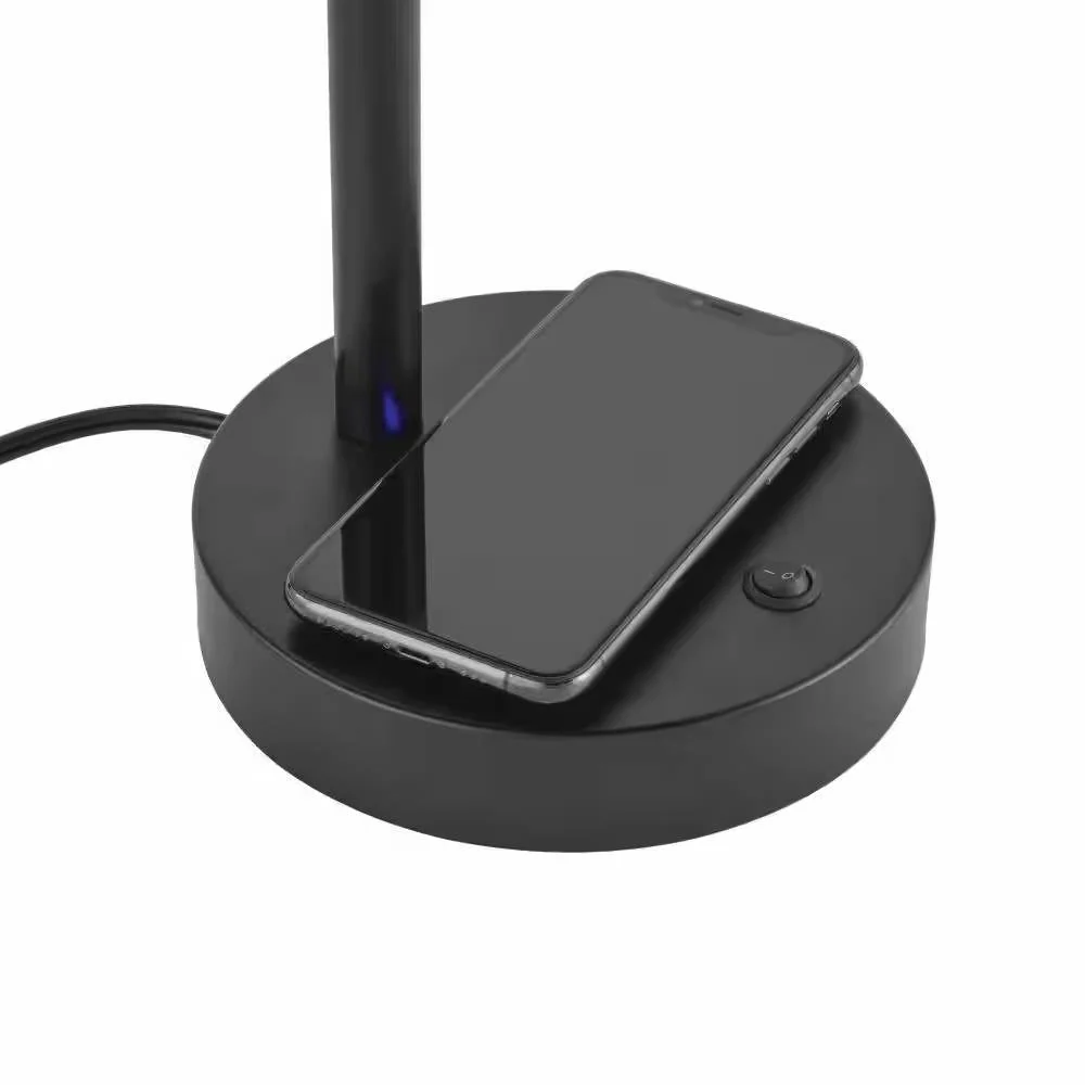 Modern LED Desk Light Table Lamp with Wireless Cell Charging Pad in Black - Image 5