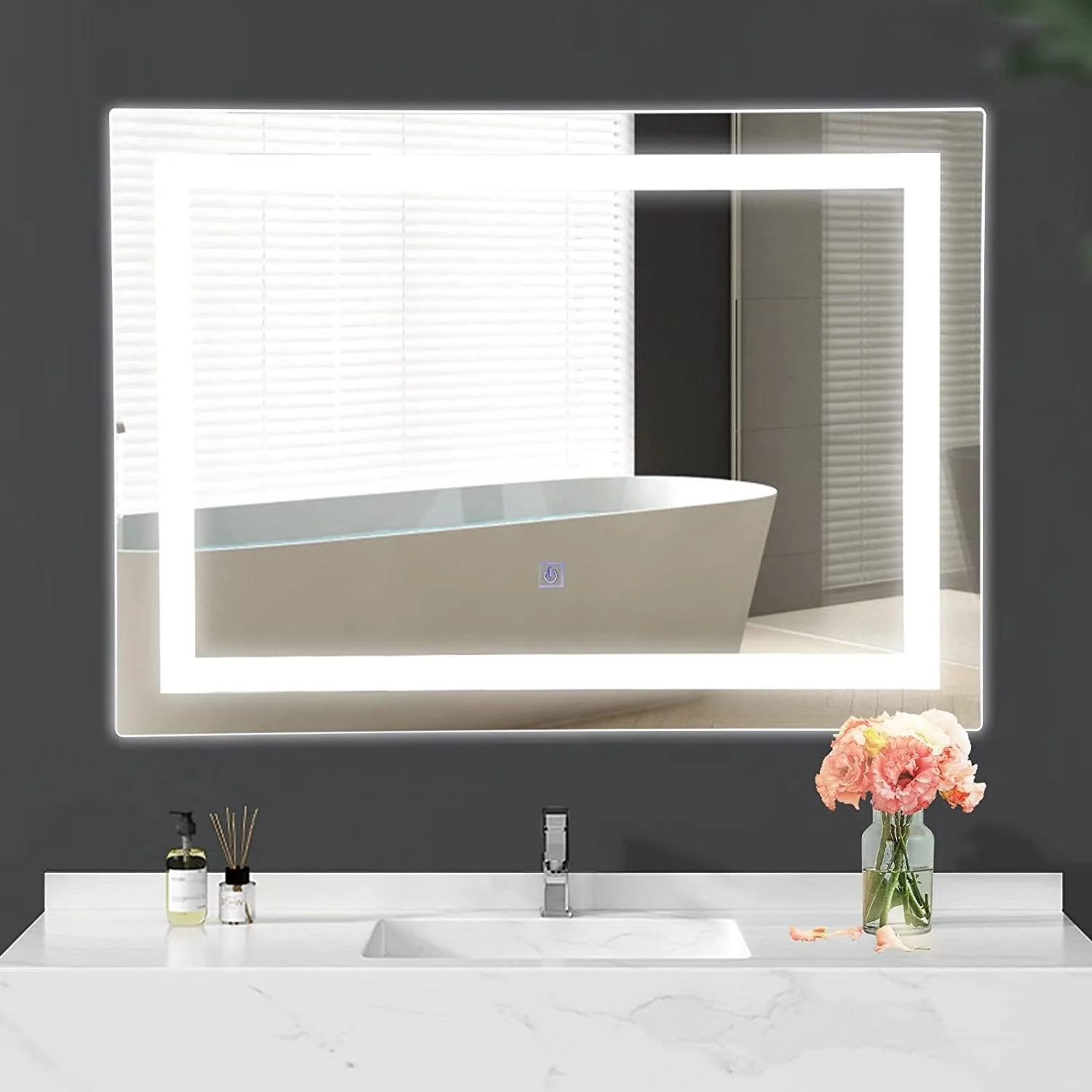 Modern LED Lighted Mirror Dimmable Wall-Mounted Bathroom Vanity 27 x 20 inch - Image 2