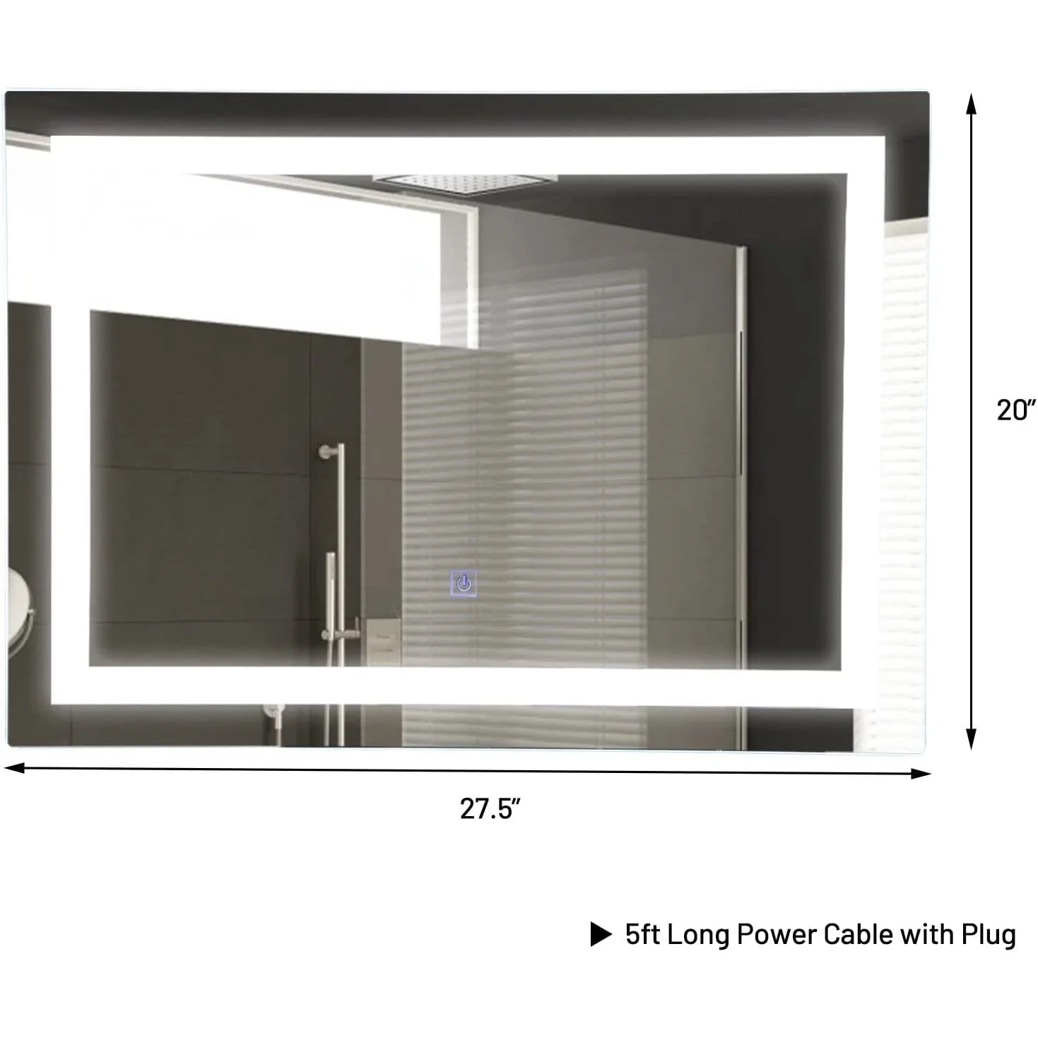 Modern LED Lighted Mirror Dimmable Wall-Mounted Bathroom Vanity 27 x 20 inch - Image 4