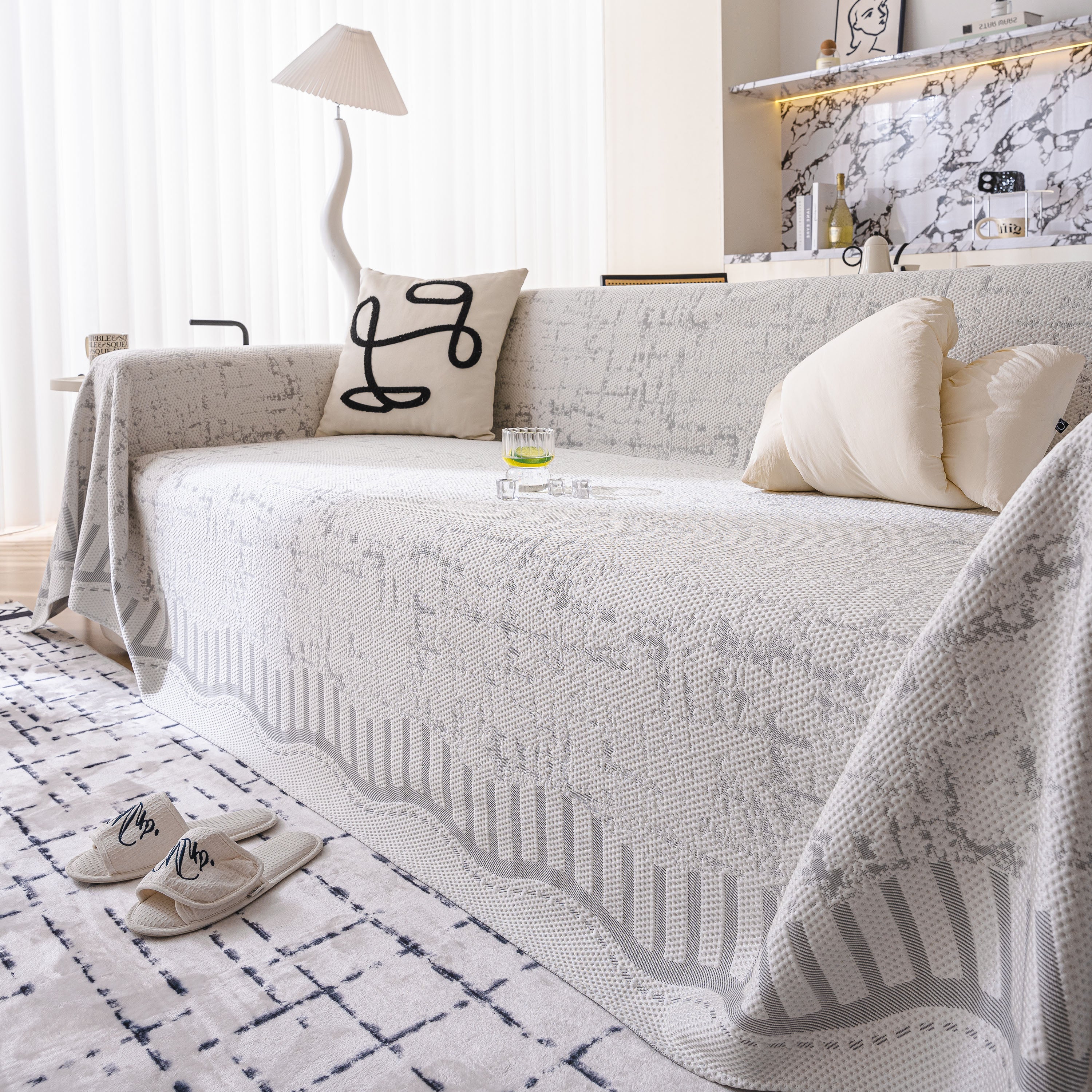 Modern Light Luxury Silky Smooth Couch Throw Protector, Washable Furniture Protector - Image 12