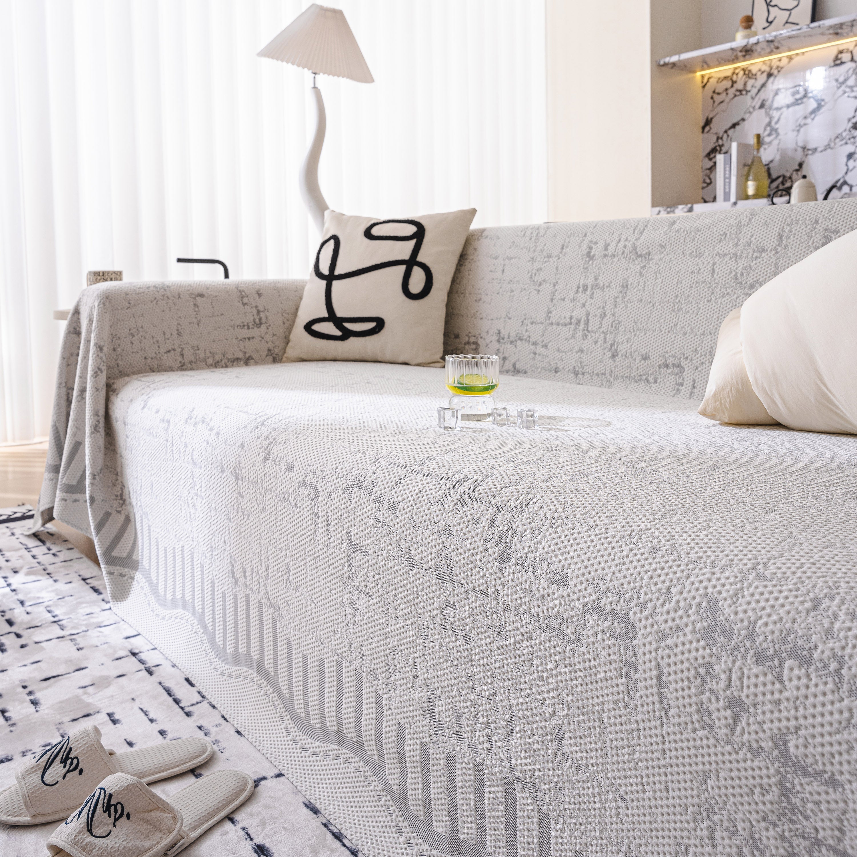 Modern Light Luxury Silky Smooth Couch Throw Protector, Washable Furniture Protector - Image 15