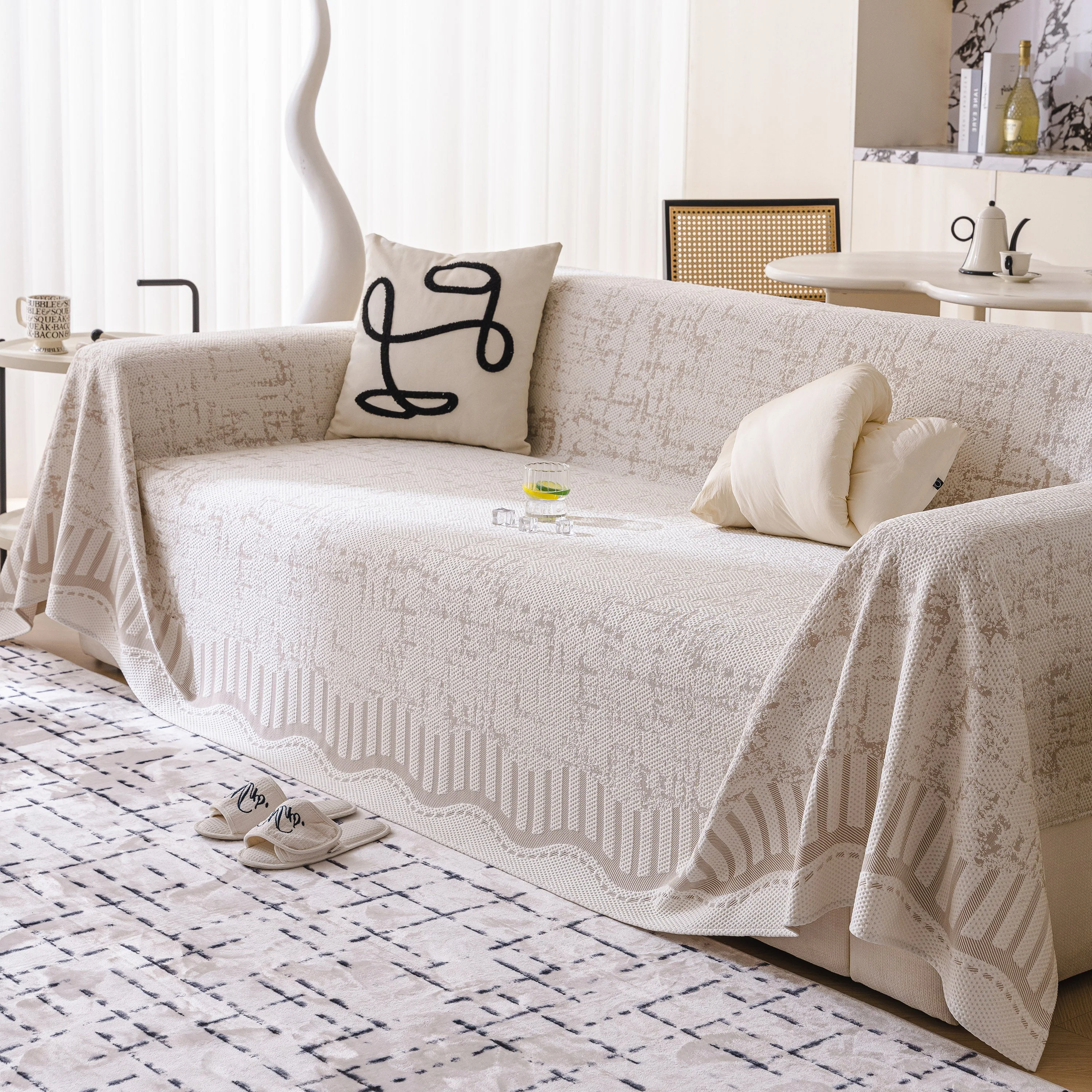 Modern Light Luxury Silky Smooth Couch Throw Protector, Washable Furniture Protector - Image 51