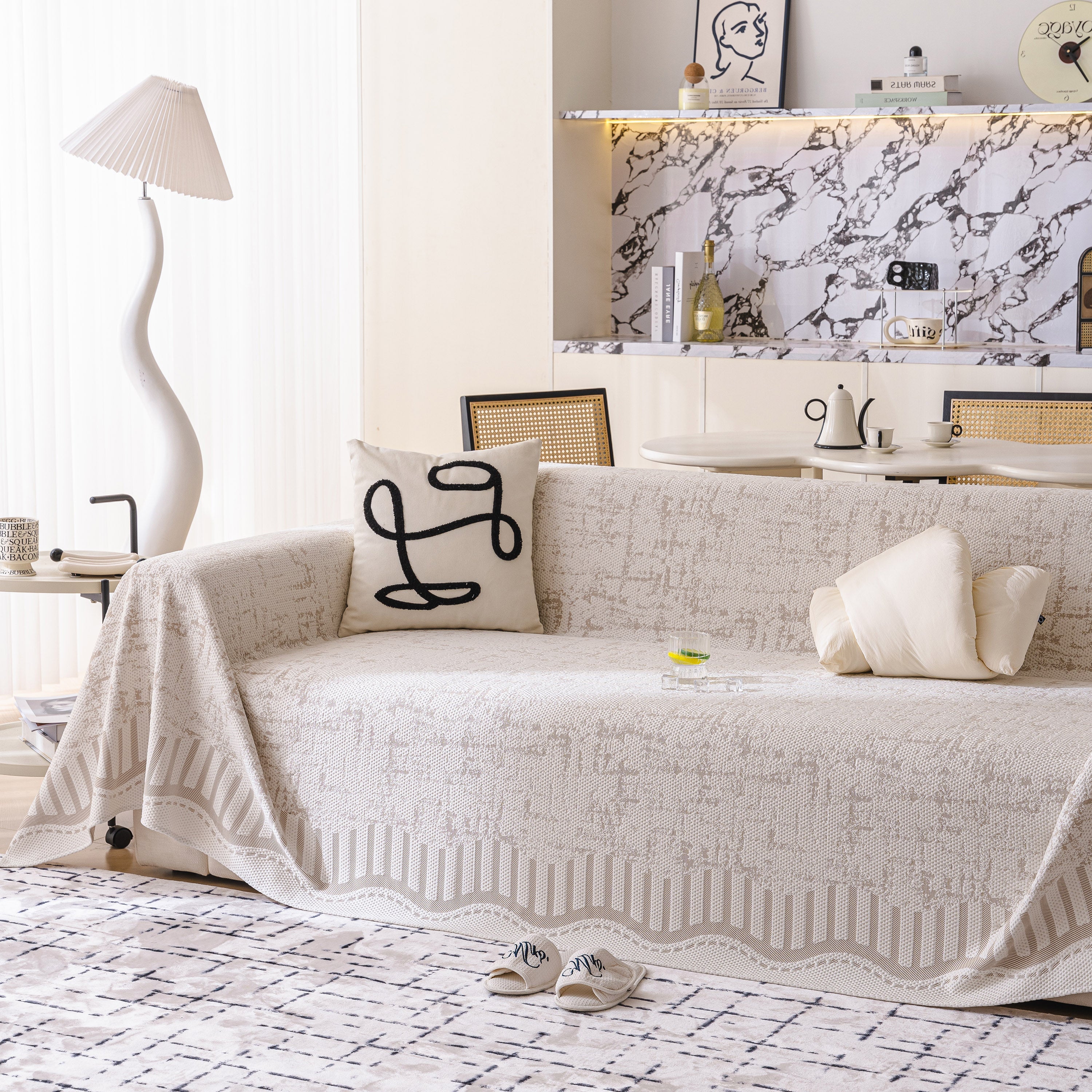 Modern Light Luxury Silky Smooth Couch Throw Protector, Washable Furniture Protector - Image 53