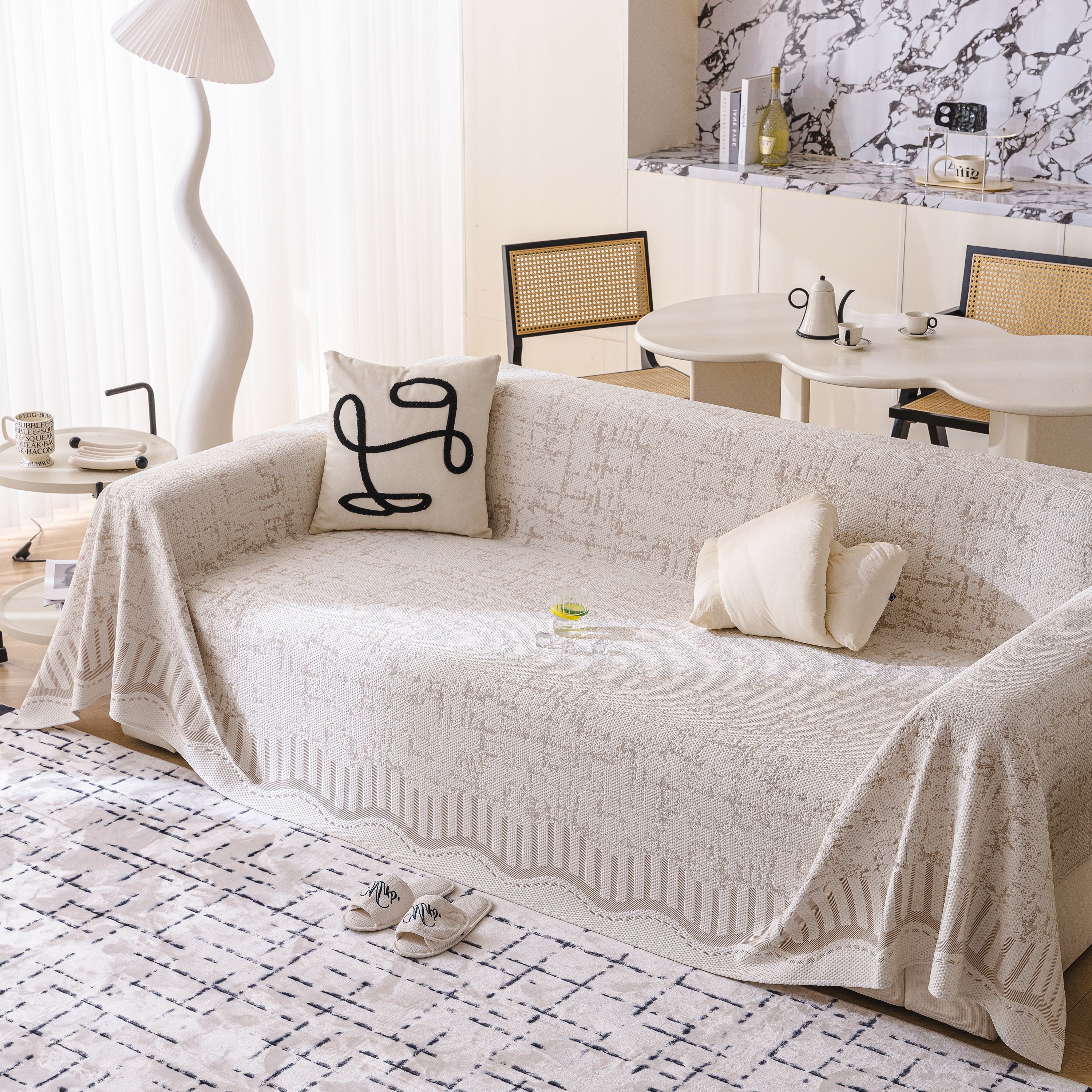 Modern Light Luxury Silky Smooth Couch Throw Protector, Washable Furniture Protector - Image 55