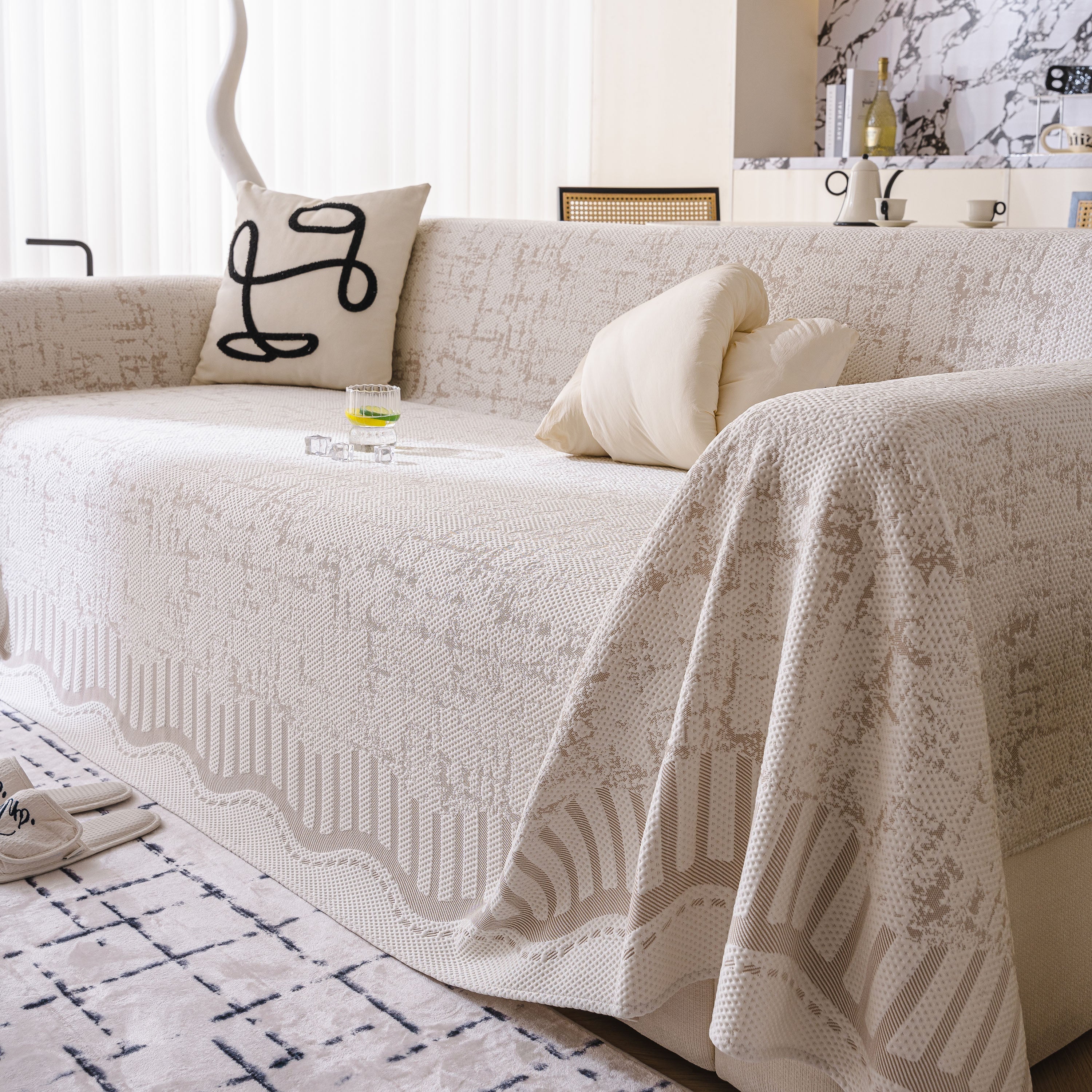 Modern Light Luxury Silky Smooth Couch Throw Protector, Washable Furniture Protector - Image 57