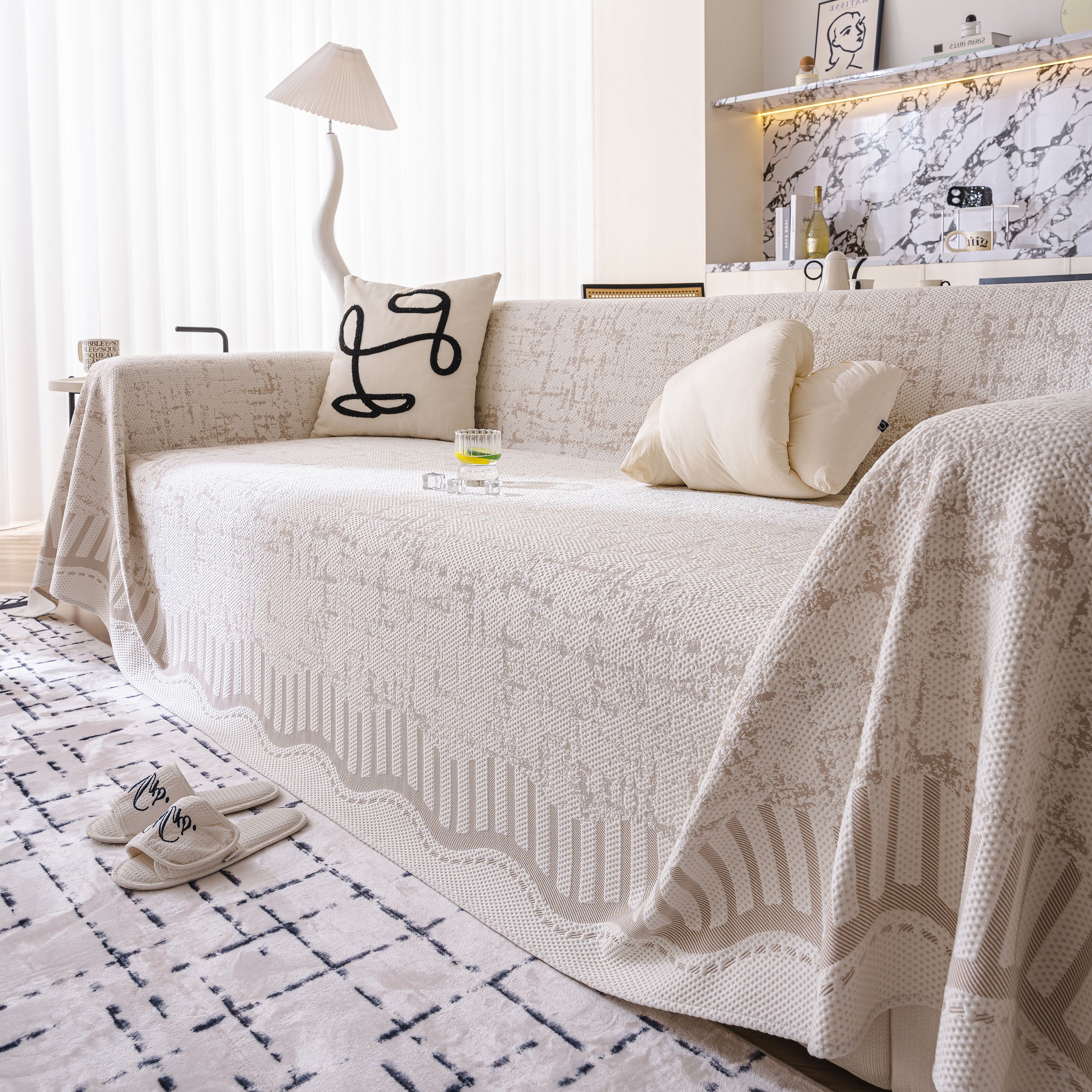 Modern Light Luxury Silky Smooth Couch Throw Protector, Washable Furniture Protector - Image 58