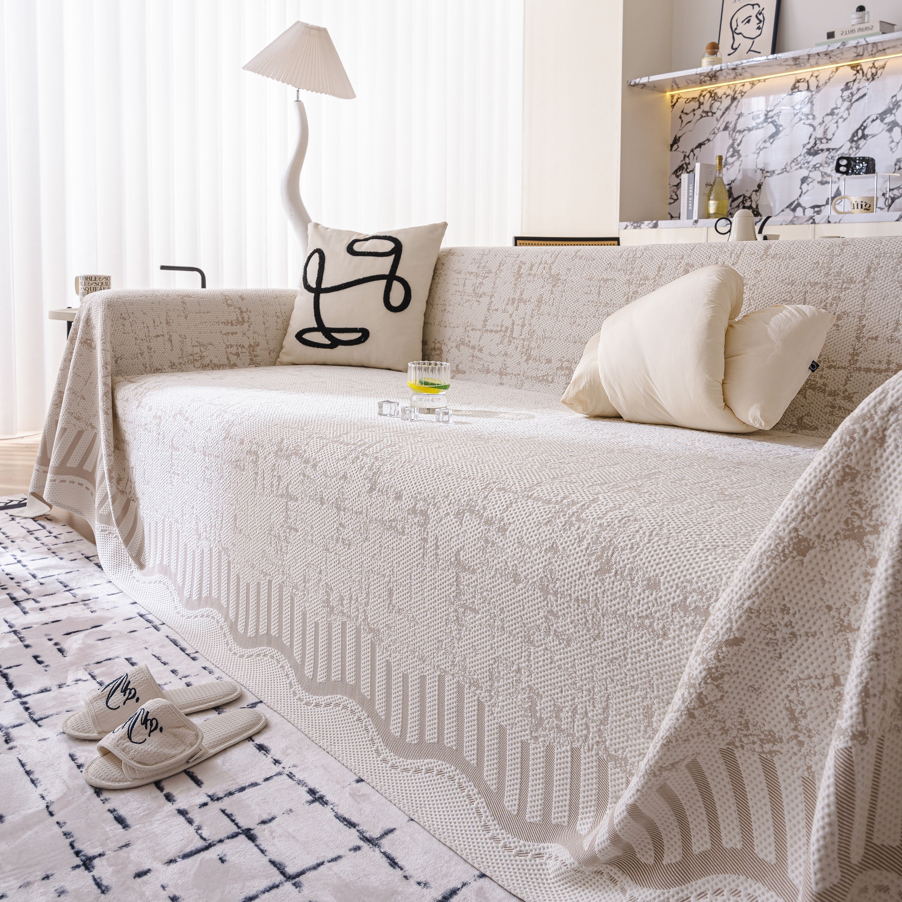 Modern Light Luxury Silky Smooth Couch Throw Protector, Washable Furniture Protector - Image 60