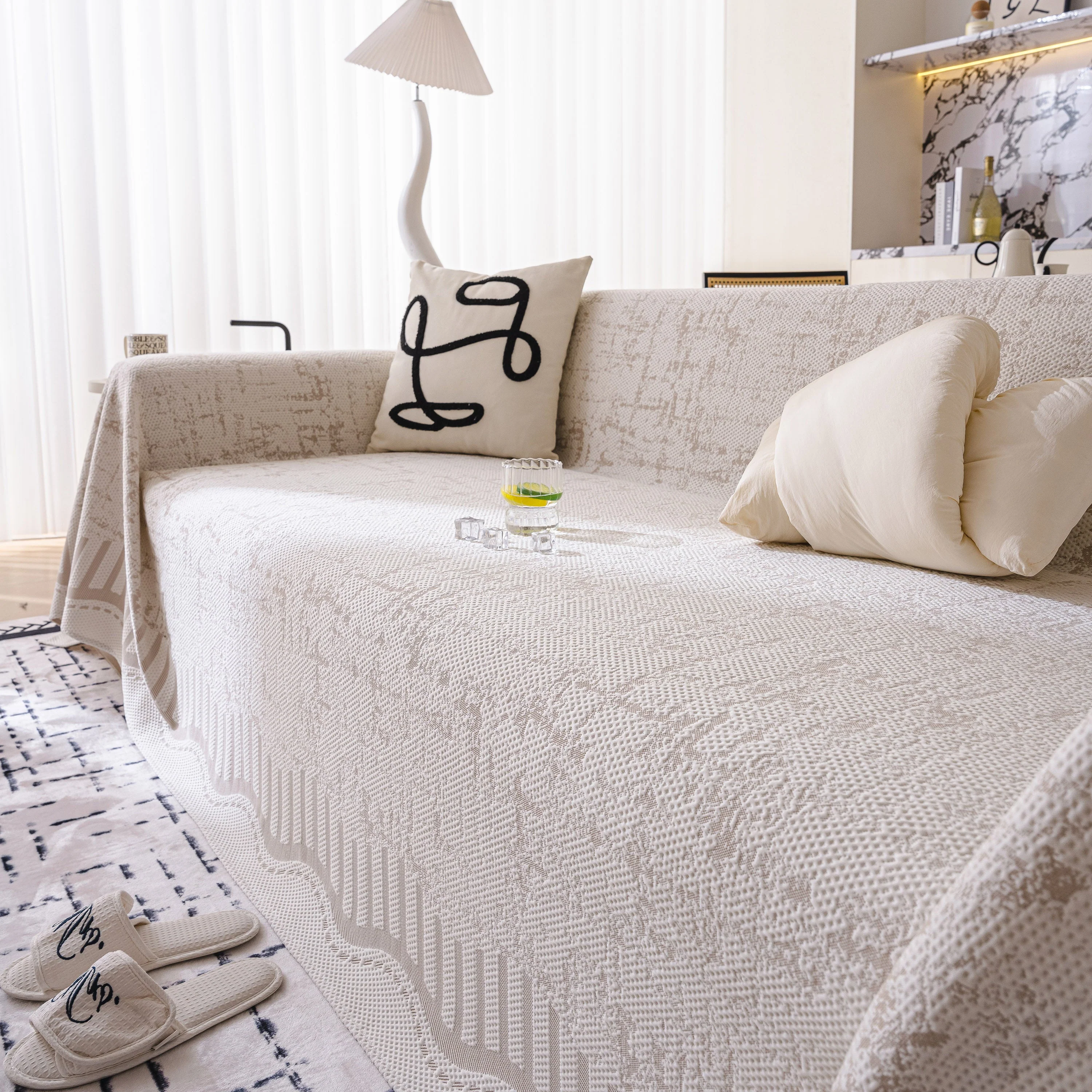 Modern Light Luxury Silky Smooth Couch Throw Protector, Washable Furniture Protector - Image 61