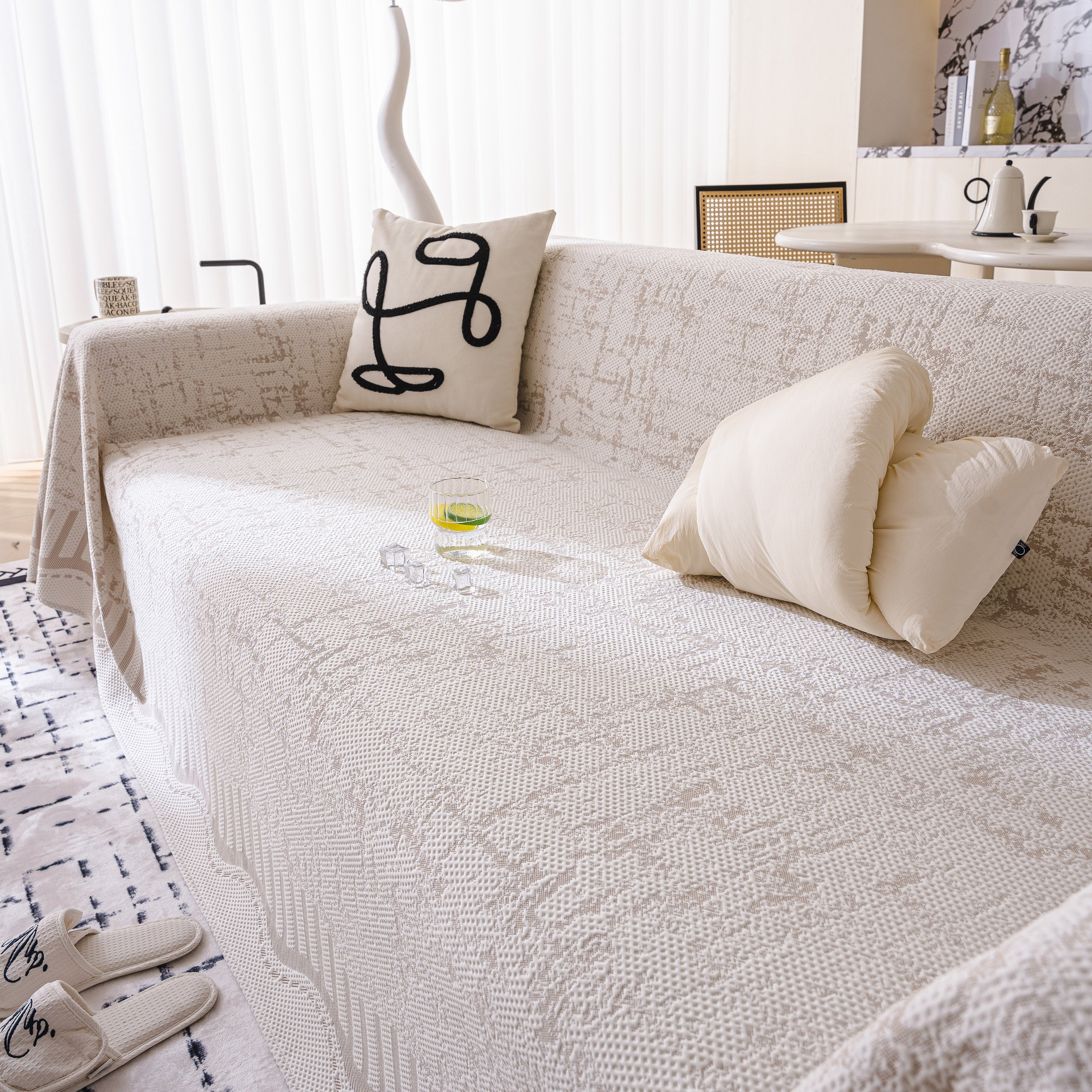 Modern Light Luxury Silky Smooth Couch Throw Protector, Washable Furniture Protector - Image 62