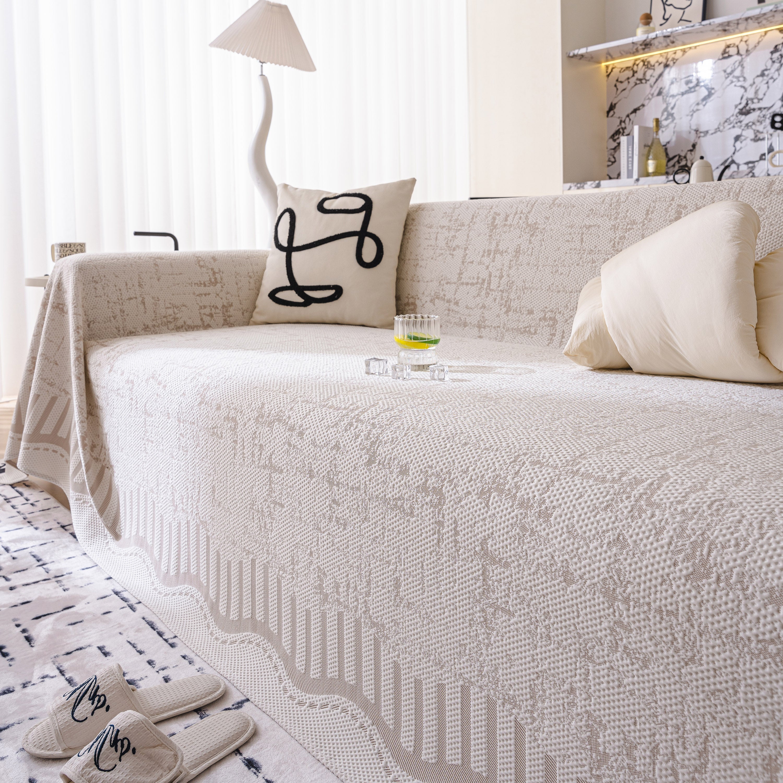 Modern Light Luxury Silky Smooth Couch Throw Protector, Washable Furniture Protector - Image 63