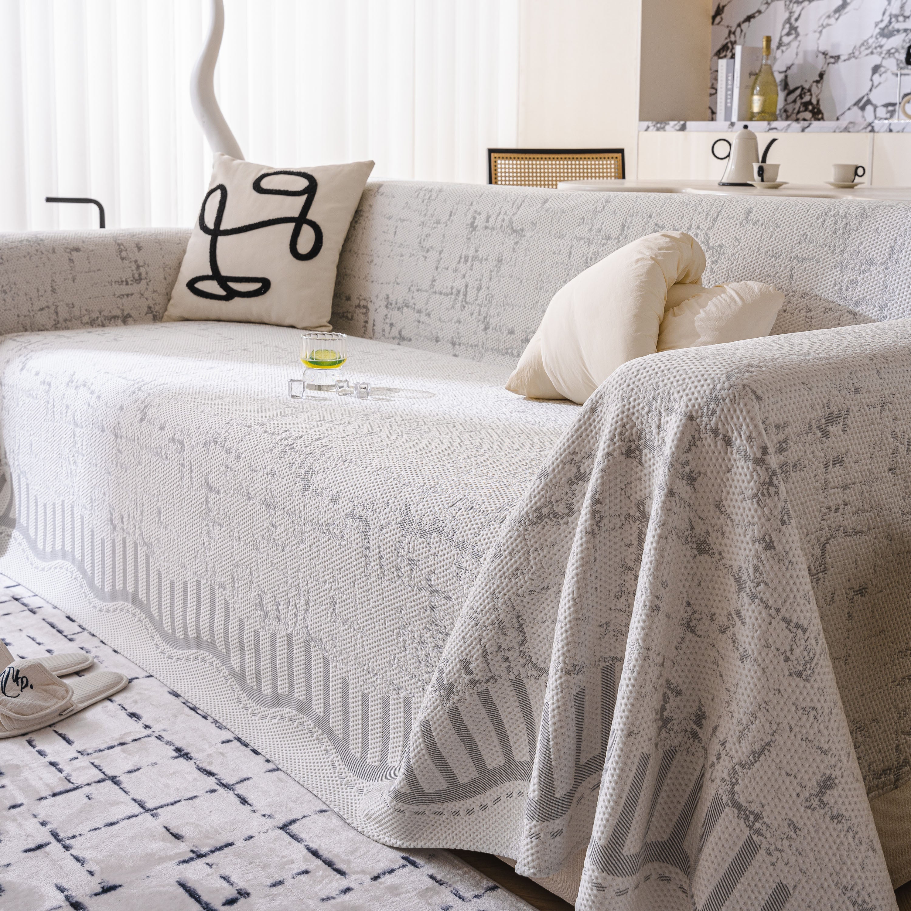 Modern Light Luxury Silky Smooth Couch Throw Protector, Washable Furniture Protector - Image 9