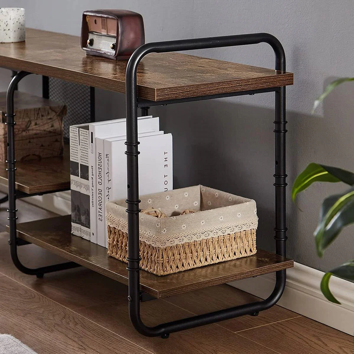 Modern Metal Wood Industrial Entertainment Center TV Stand for TV up to 65-inch - Image 4
