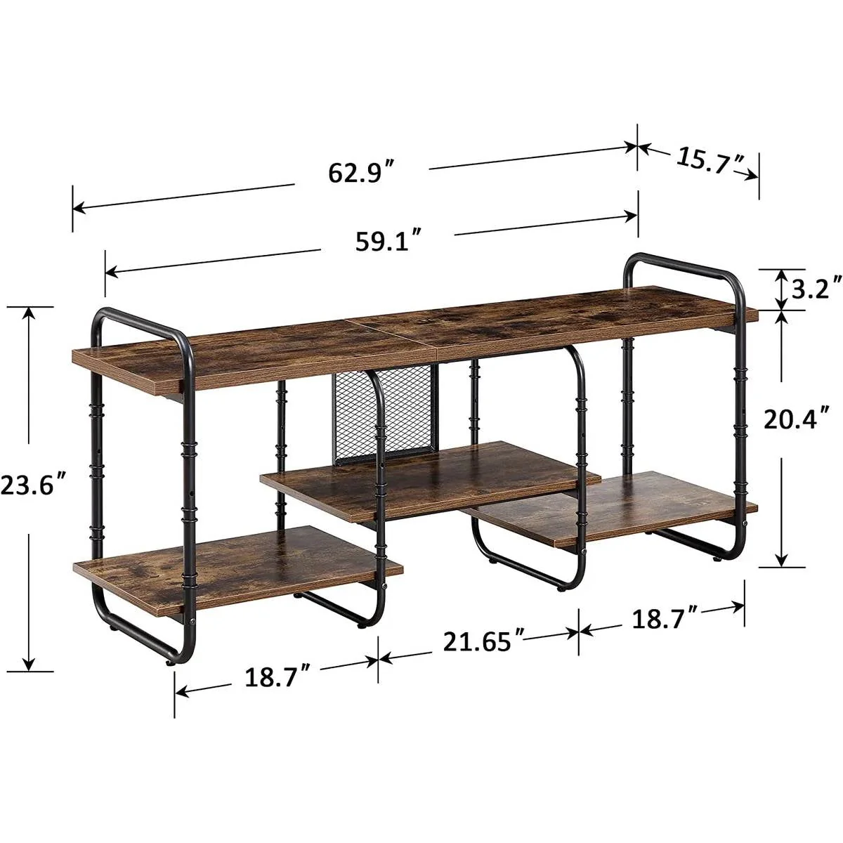 Modern Metal Wood Industrial Entertainment Center TV Stand for TV up to 65-inch - Image 5
