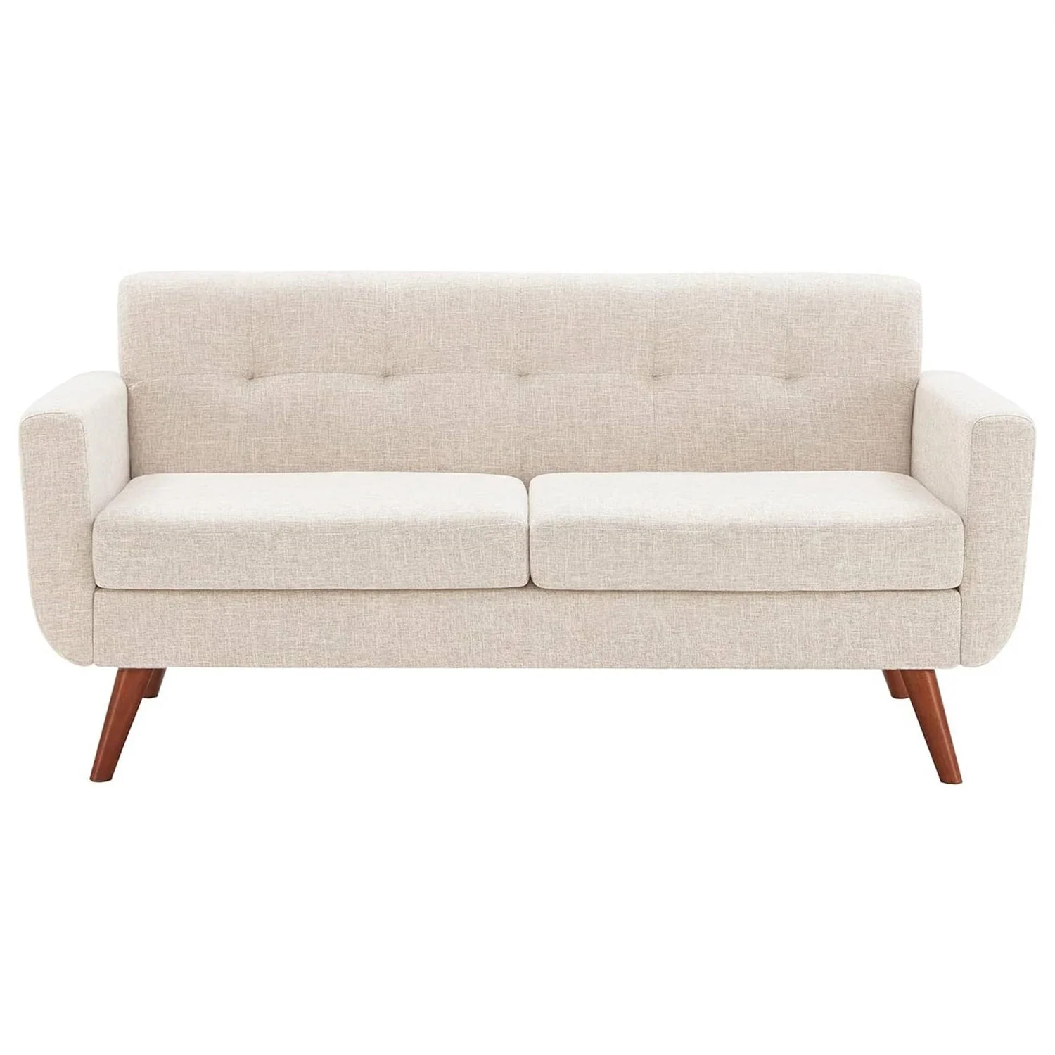 Modern Mid-Century Beige Cotton Polyester Upholstered Sofa Loveseat - Image 3