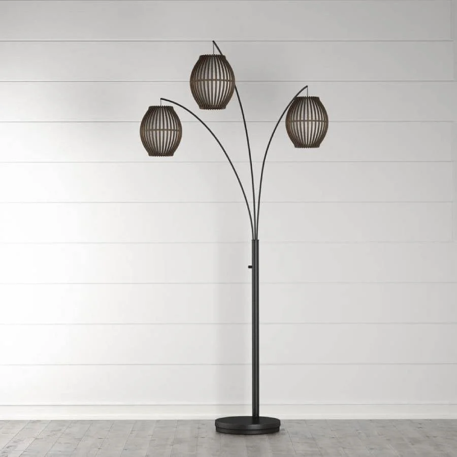 Modern Mid-Century Bohemian 82-inch Arch Floor Lamp with 3 Barrel Lights - Image 5