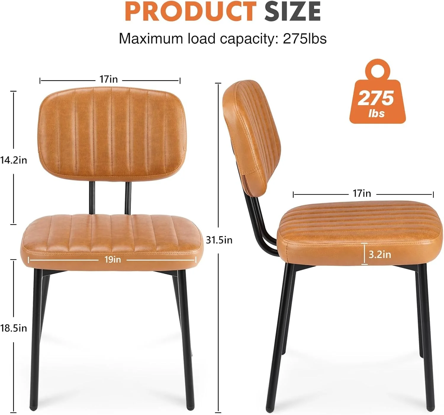 Modern Mid-Century Dining Chairs – Upholstered PU Leather with Metal Legs (Set of 4) - Image 2