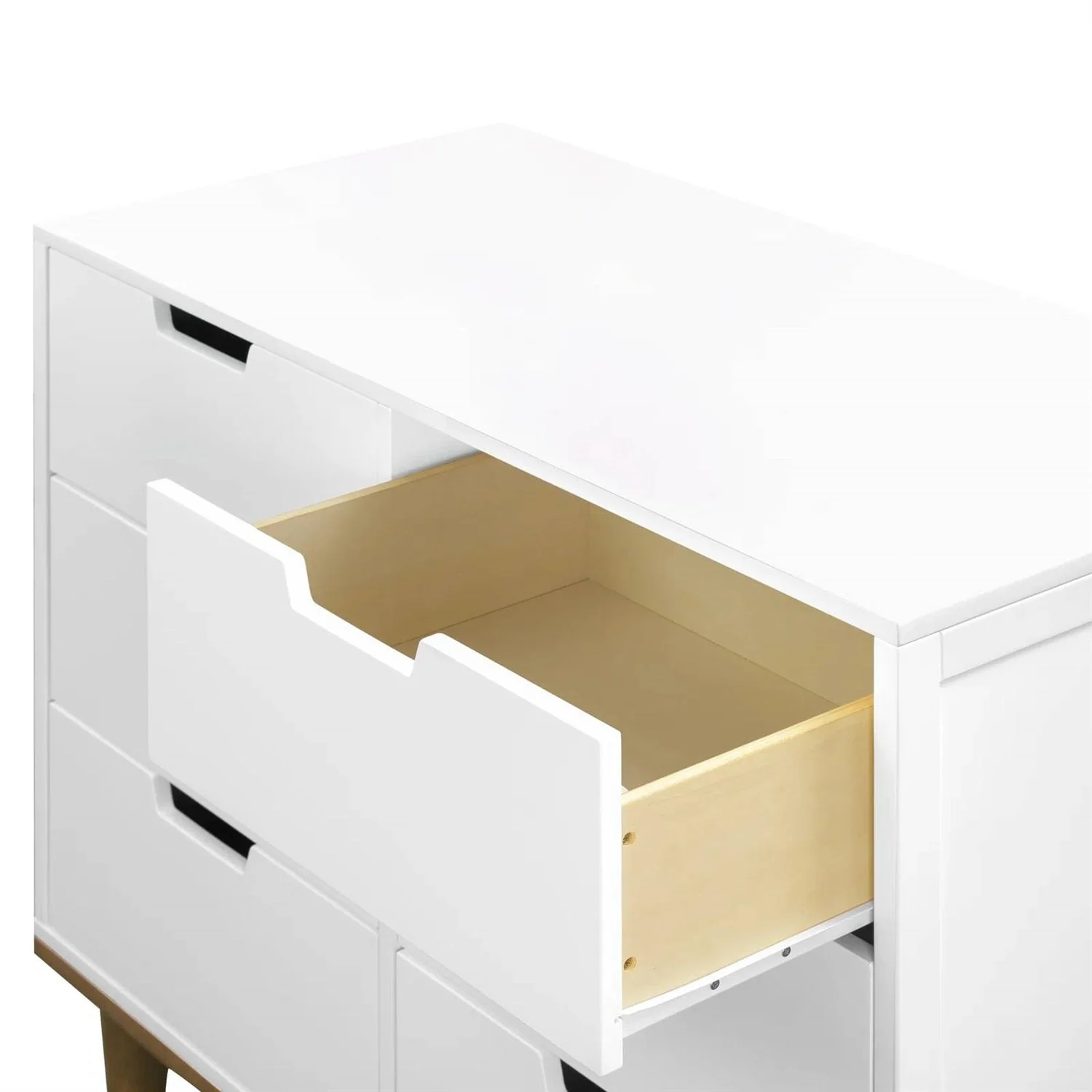 Modern Mid-Century Style 6-Drawer Double Dresser in White Walnut Wood Finish - Image 3