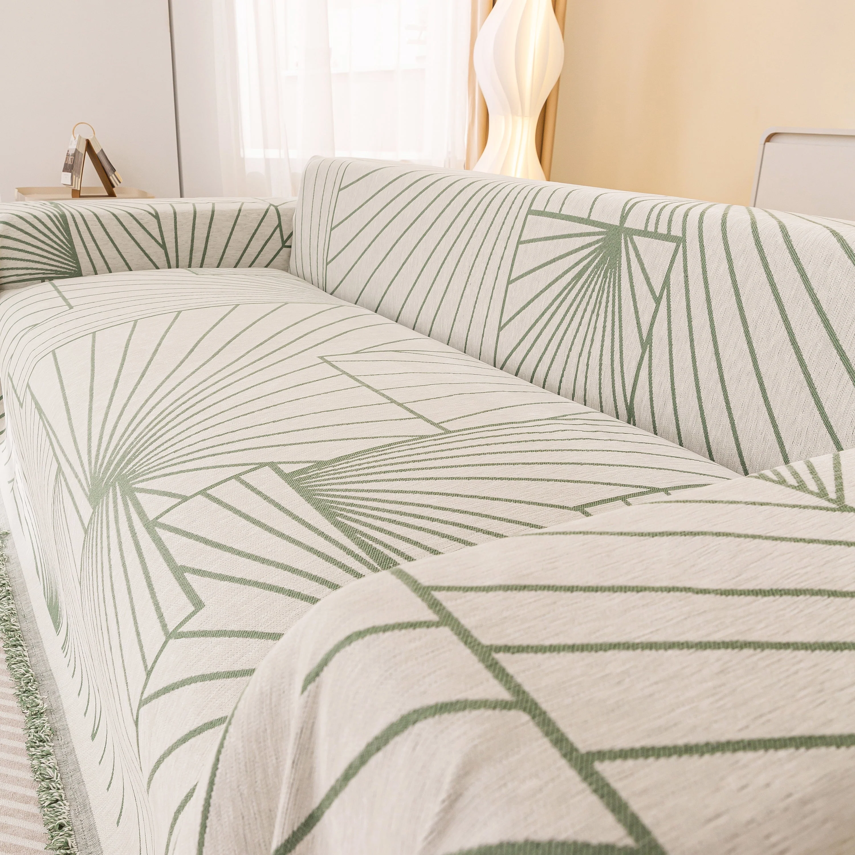 Modern Minimalist Chenille Line Pattern Sofa Cover, Dust and Scratch Resistant Throw Blankets for Couch - Image 59