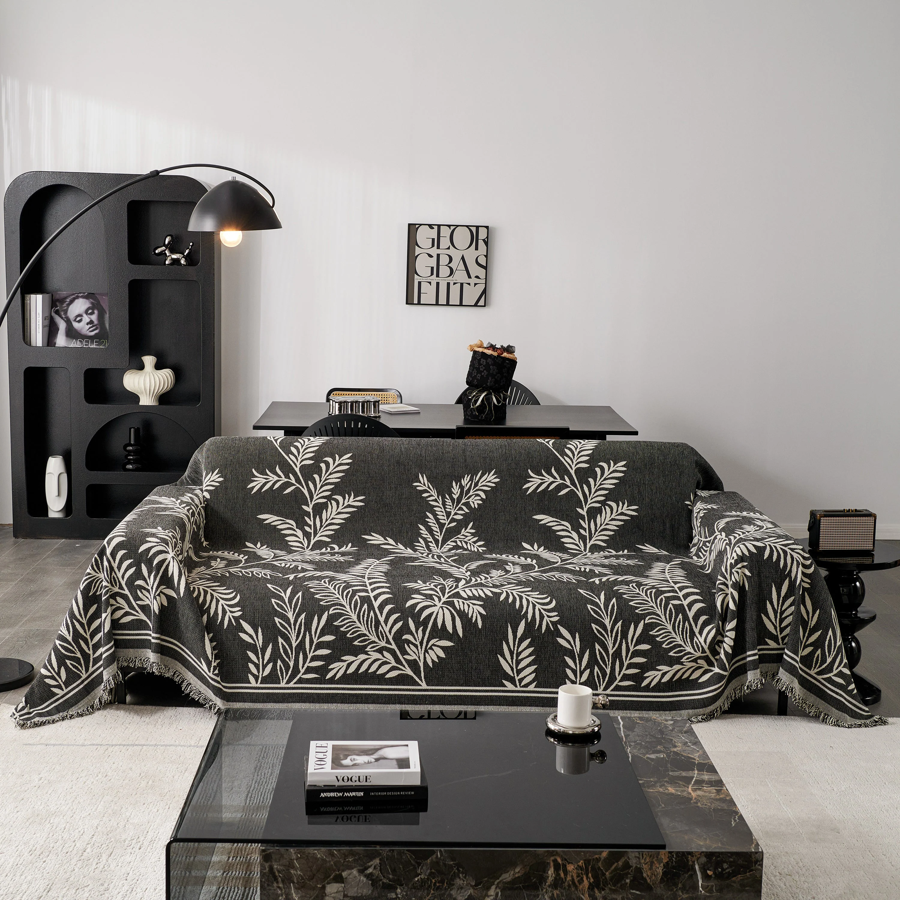 Modern Minimalist Chenille Willow Leaf Pattern Couch Cover Blanket, Luxurious Blankets for The Sofa - Image 11
