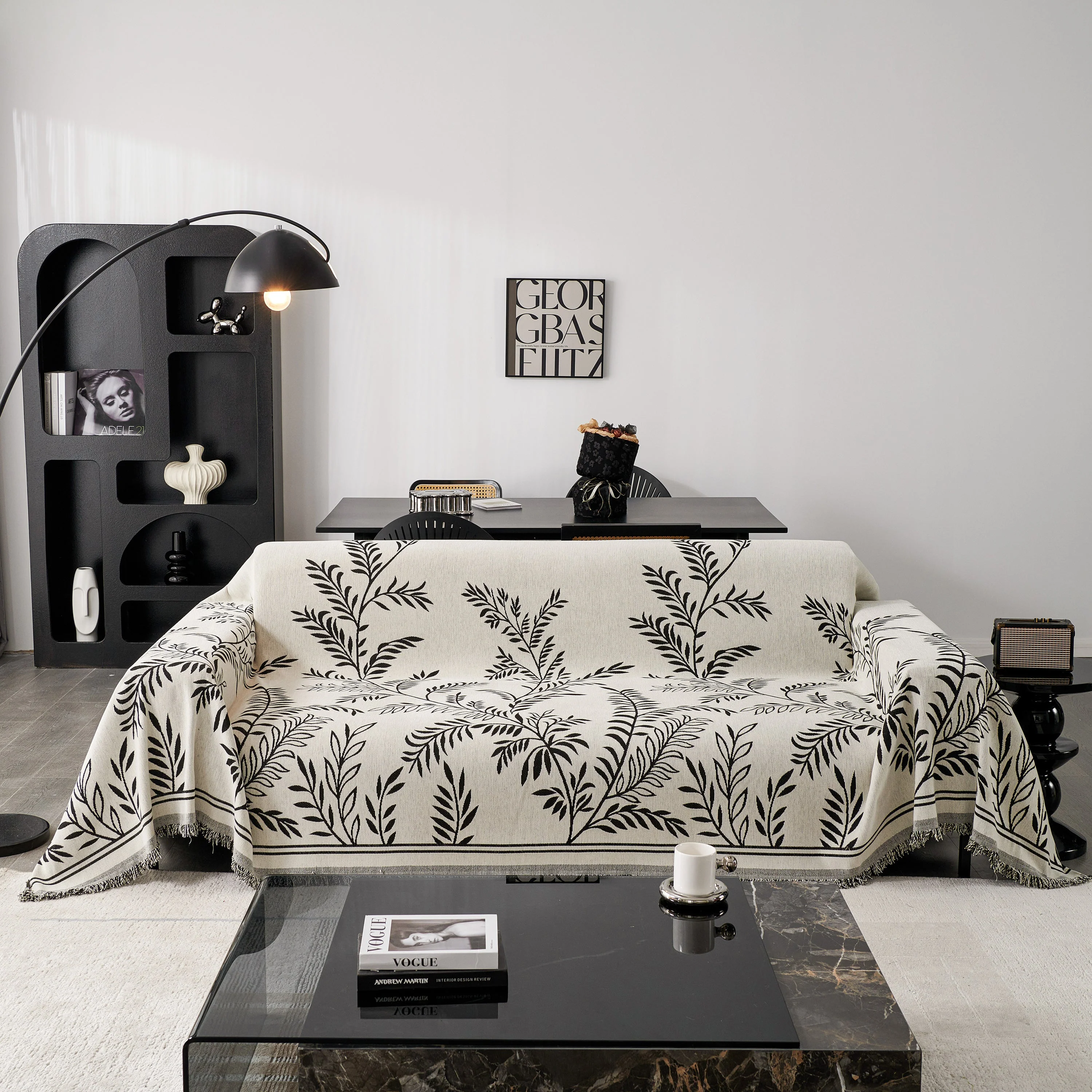 Modern Minimalist Chenille Willow Leaf Pattern Couch Cover Blanket, Luxurious Blankets for The Sofa - Image 12