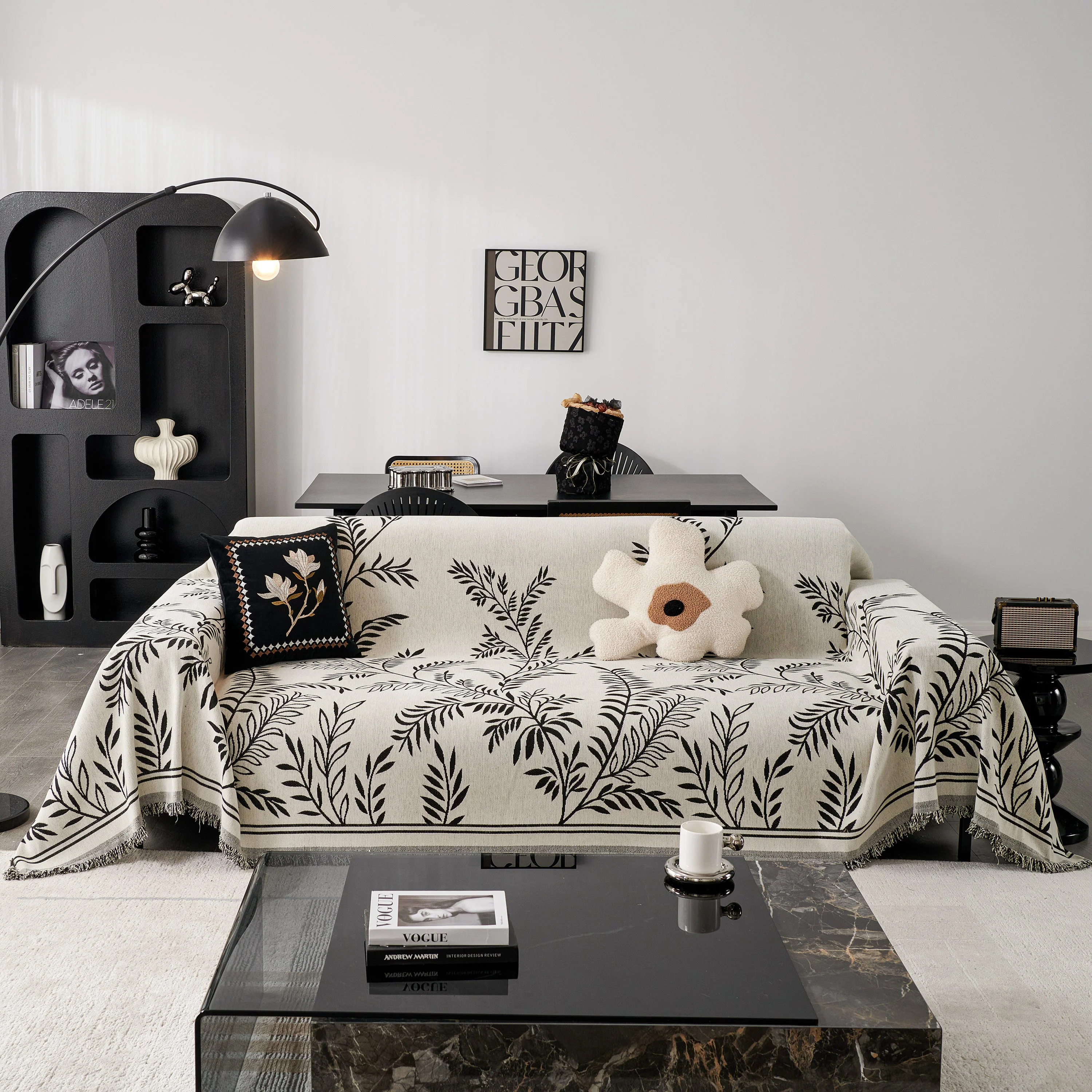 Modern Minimalist Chenille Willow Leaf Pattern Couch Cover Blanket, Luxurious Blankets for The Sofa - Image 13