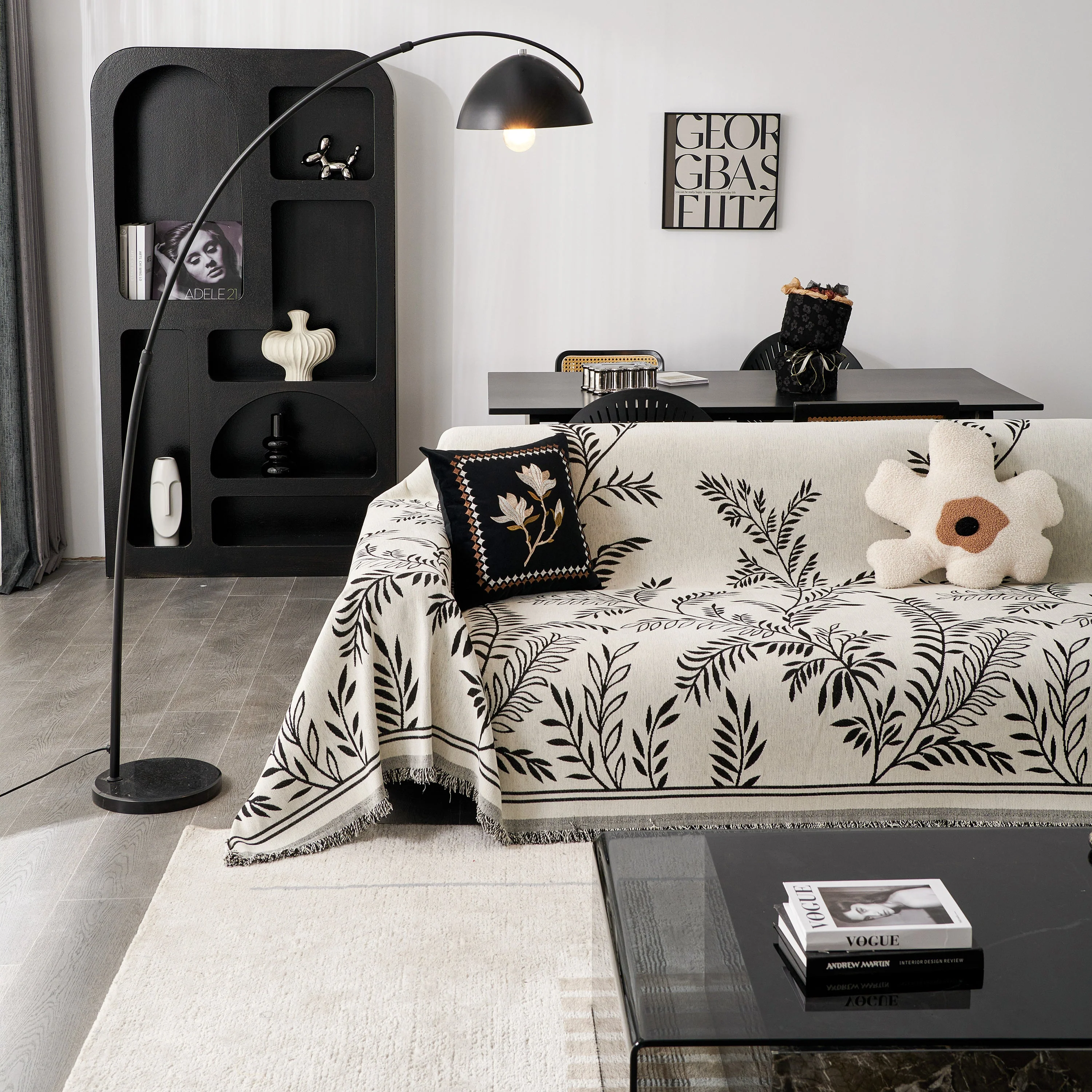 Modern Minimalist Chenille Willow Leaf Pattern Couch Cover Blanket, Luxurious Blankets for The Sofa - Image 14
