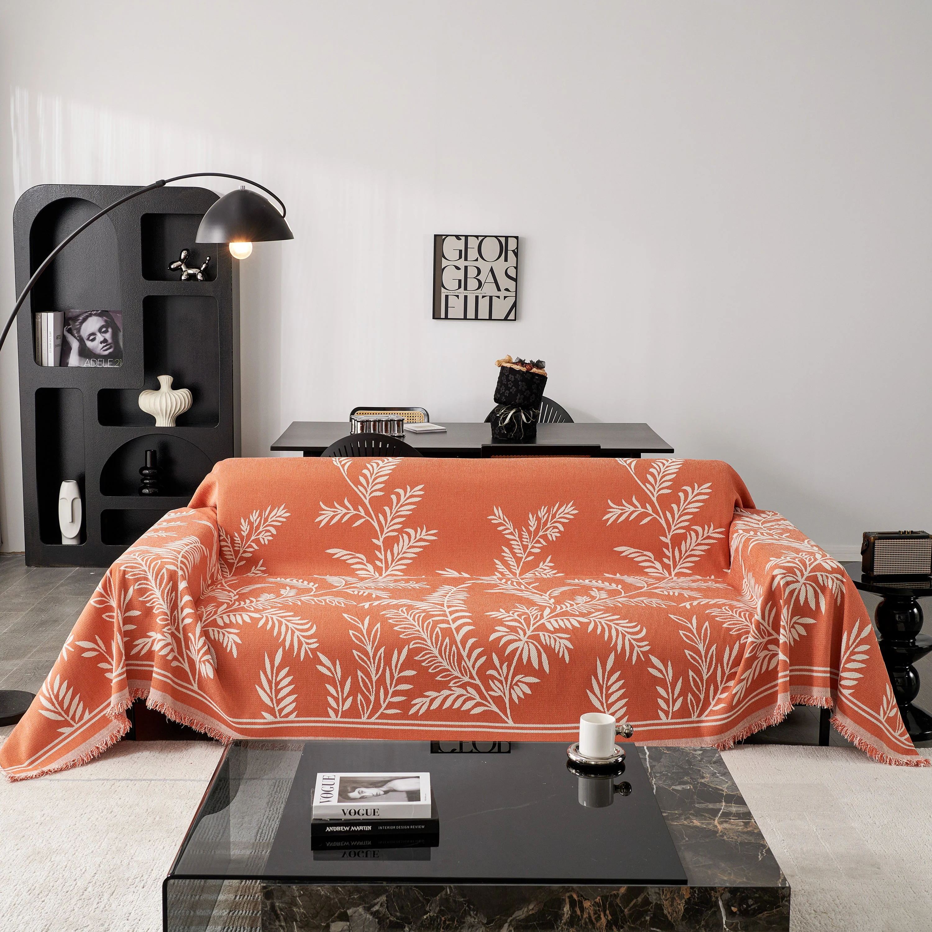 Modern Minimalist Chenille Willow Leaf Pattern Couch Cover Blanket, Luxurious Blankets for The Sofa - Image 161