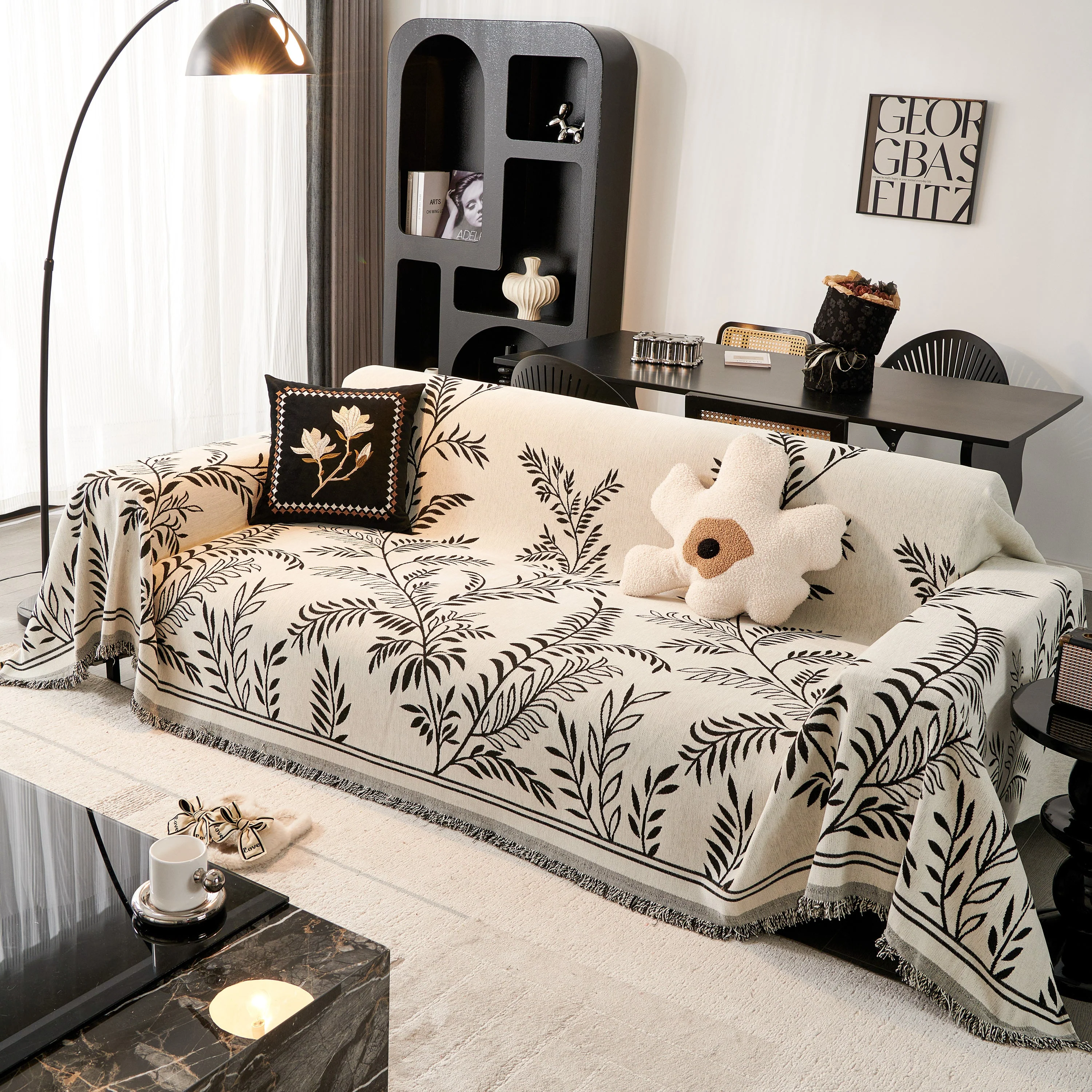 Modern Minimalist Chenille Willow Leaf Pattern Couch Cover Blanket, Luxurious Blankets for The Sofa - Image 18