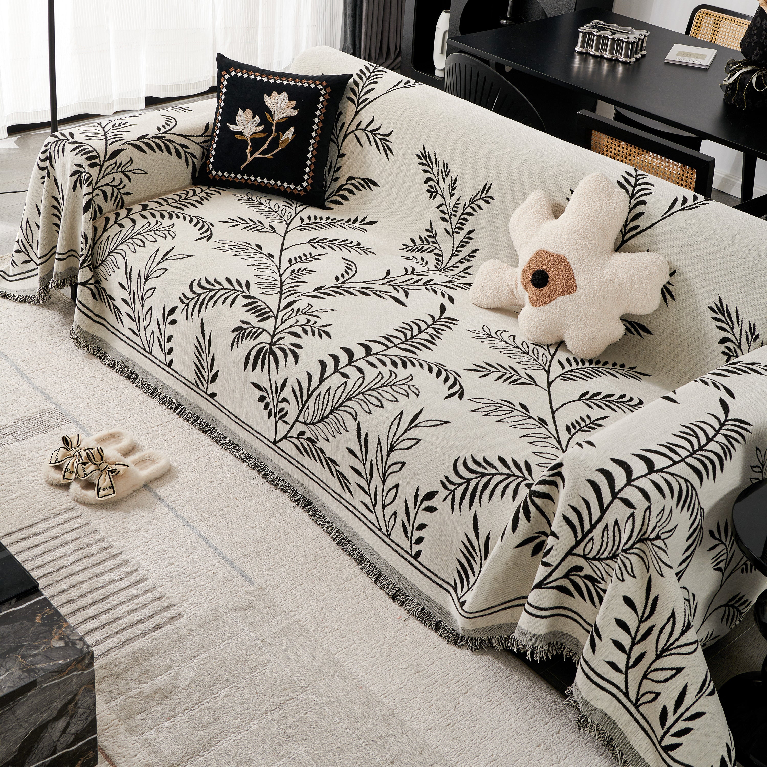 Modern Minimalist Chenille Willow Leaf Pattern Couch Cover Blanket, Luxurious Blankets for The Sofa - Image 19