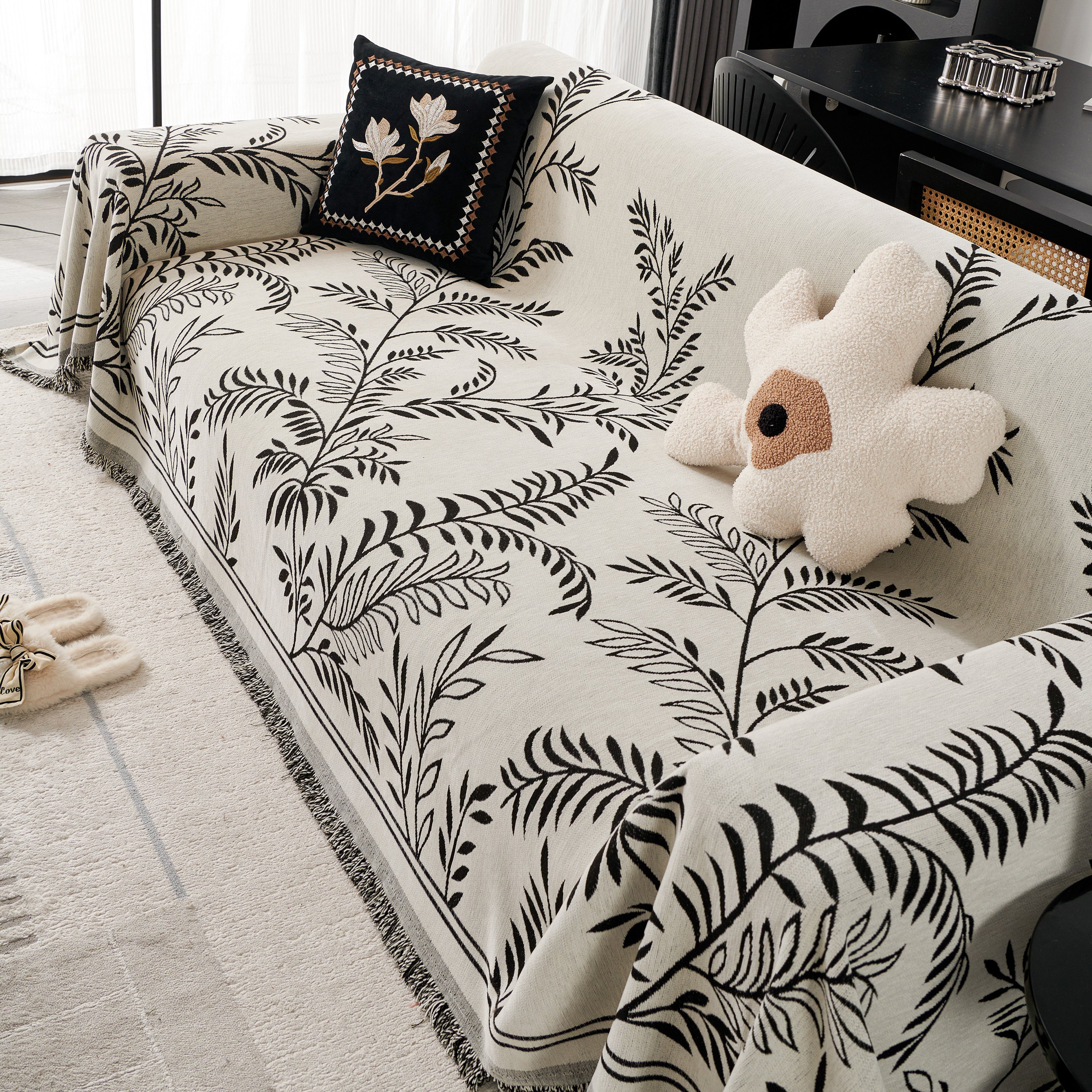 Modern Minimalist Chenille Willow Leaf Pattern Couch Cover Blanket, Luxurious Blankets for The Sofa - Image 20
