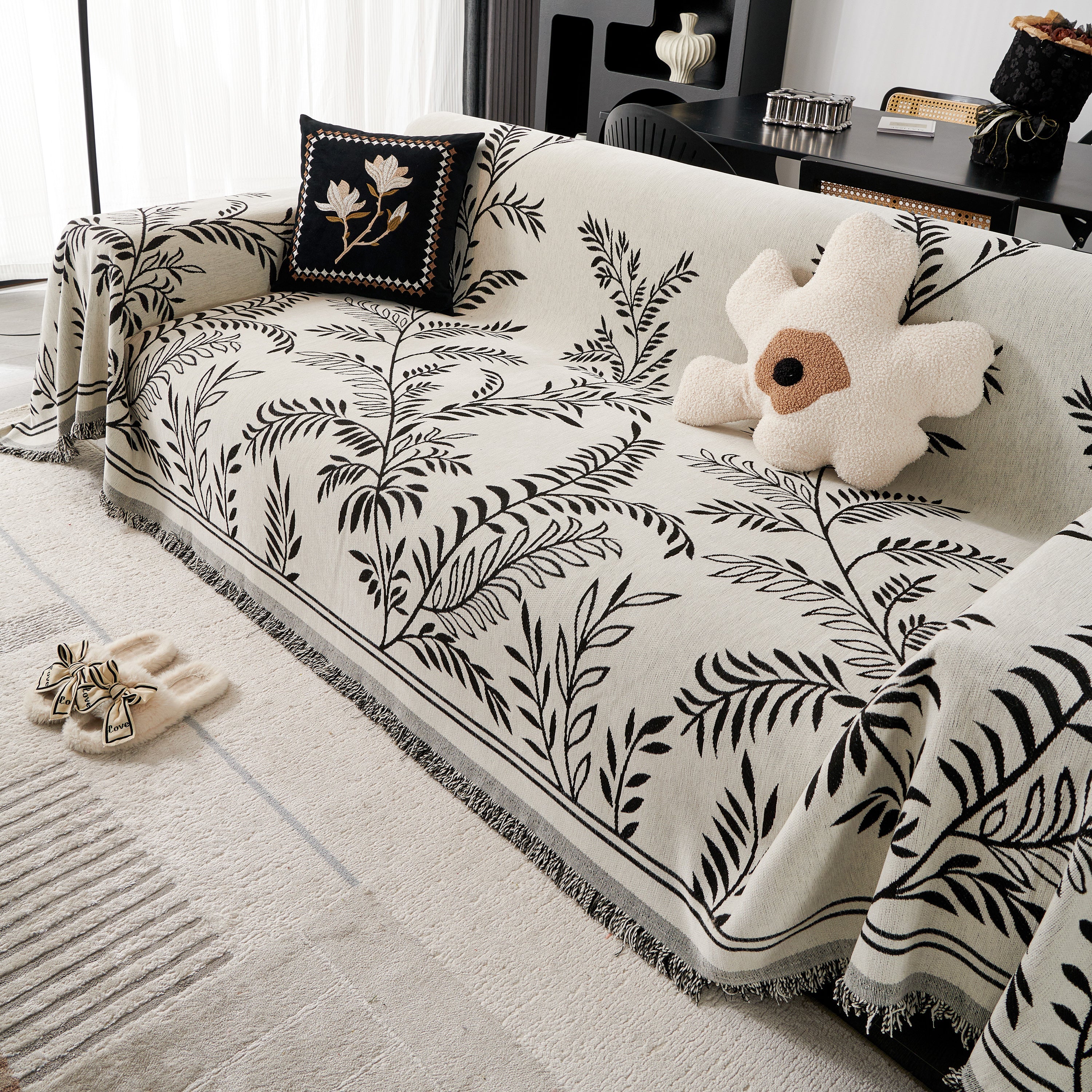 Modern Minimalist Chenille Willow Leaf Pattern Couch Cover Blanket, Luxurious Blankets for The Sofa - Image 22