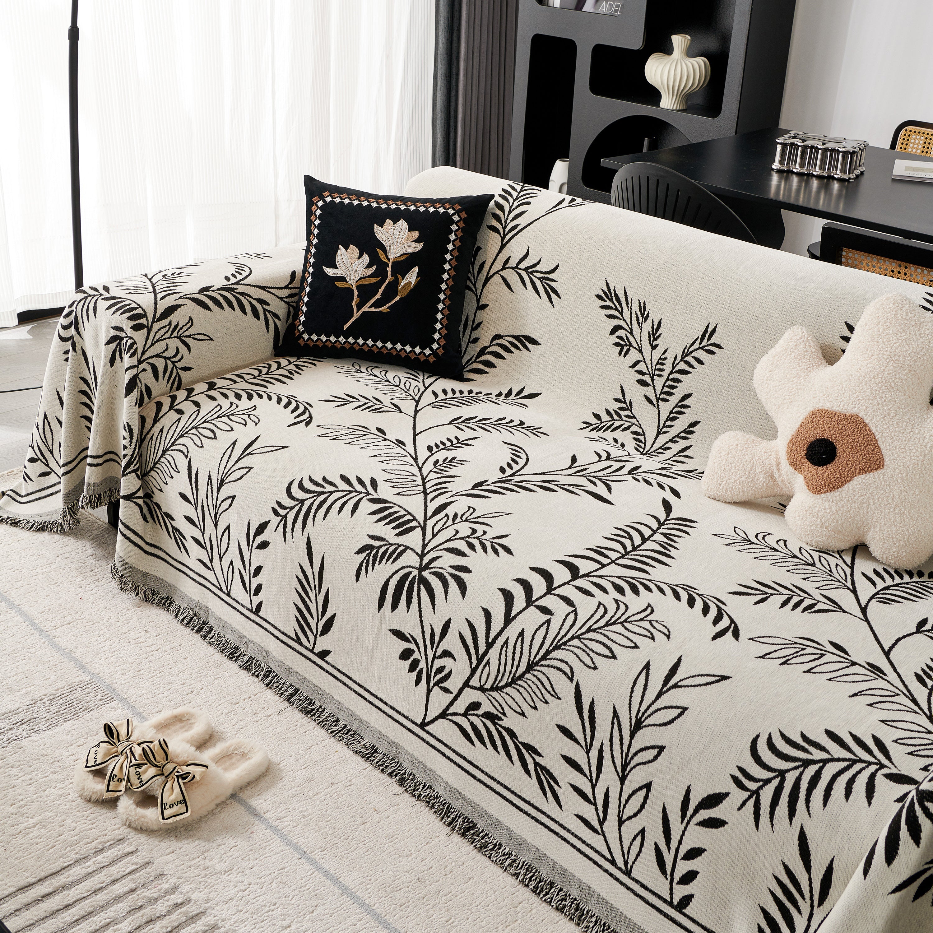 Modern Minimalist Chenille Willow Leaf Pattern Couch Cover Blanket, Luxurious Blankets for The Sofa - Image 24