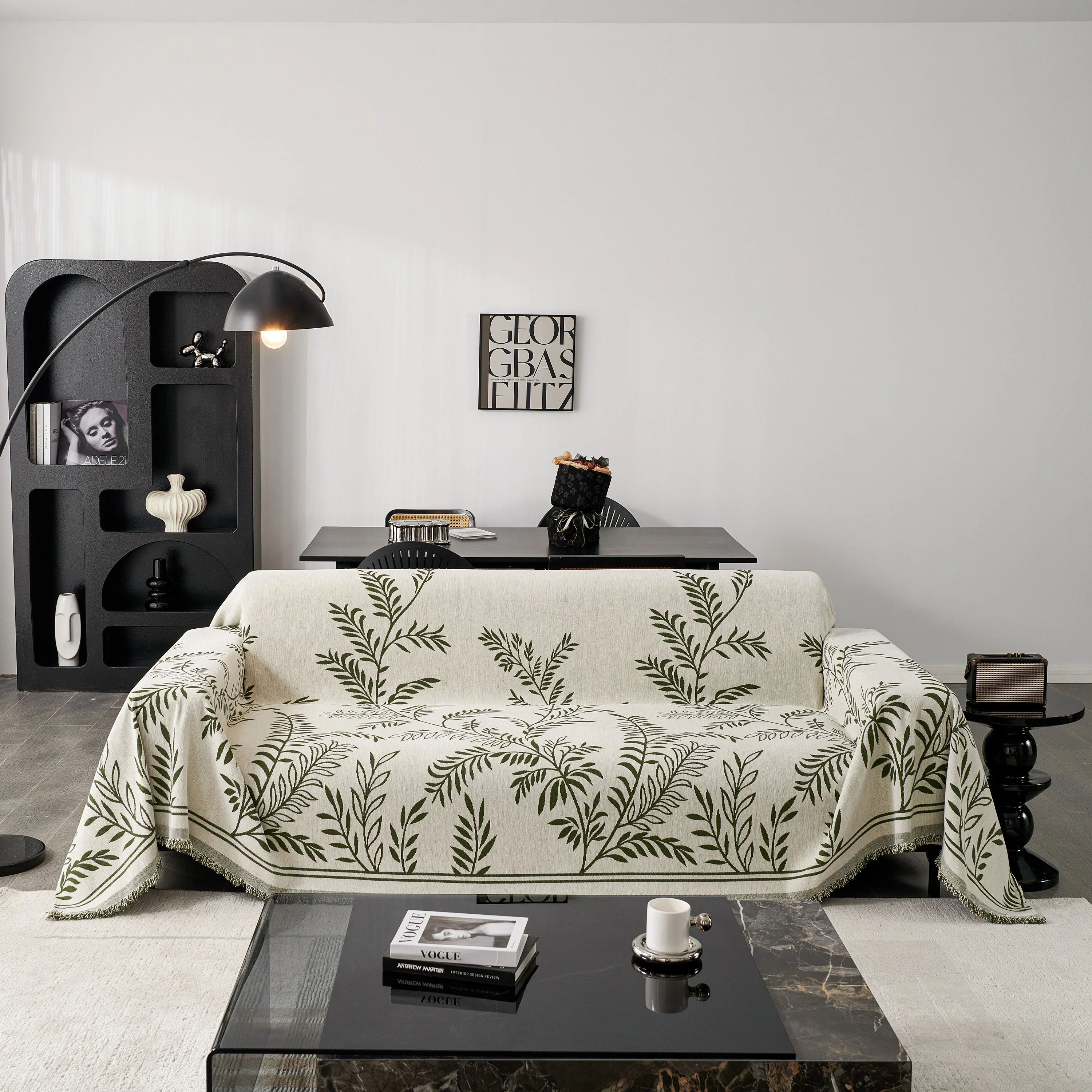 Modern Minimalist Chenille Willow Leaf Pattern Couch Cover Blanket, Luxurious Blankets for The Sofa - Image 37