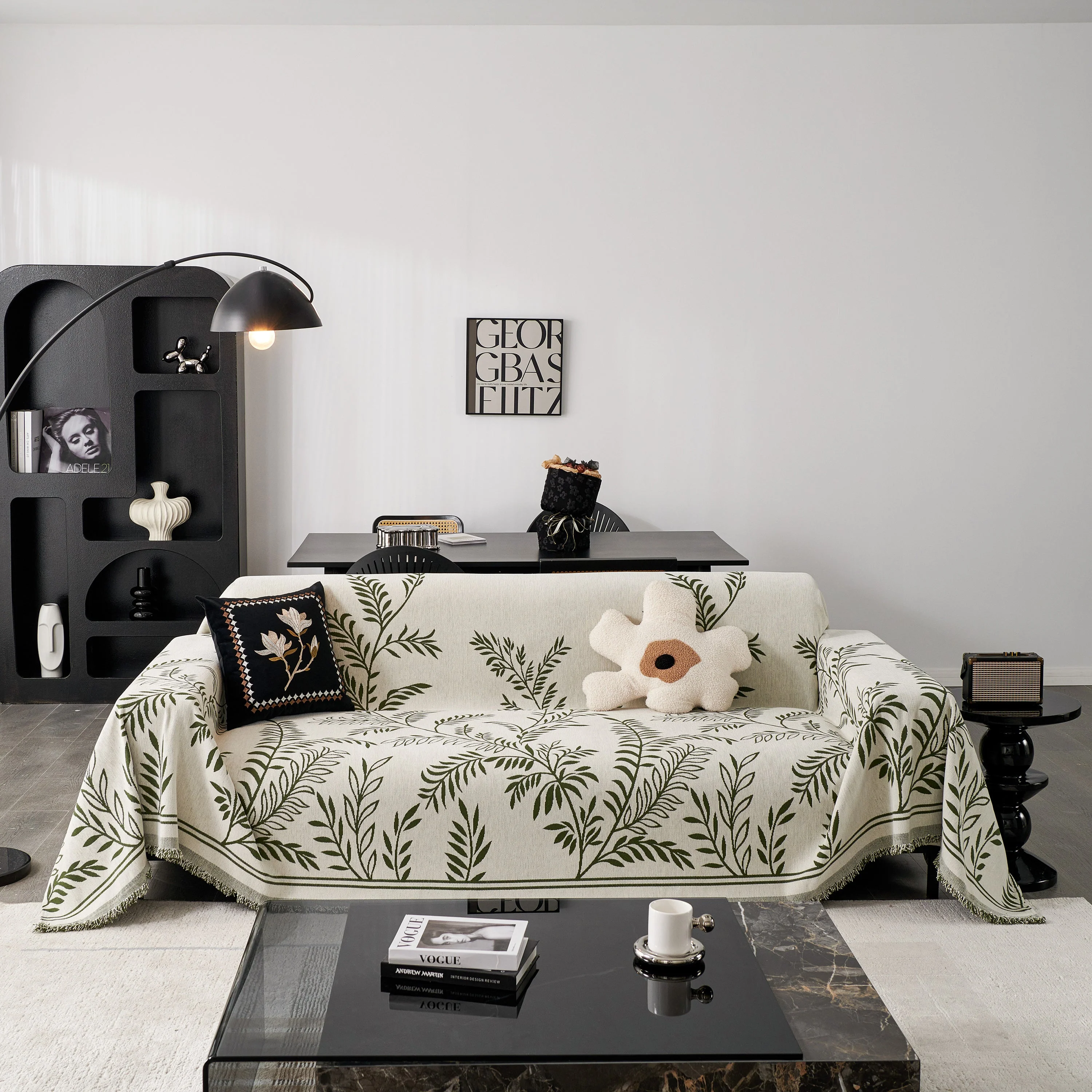 Modern Minimalist Chenille Willow Leaf Pattern Couch Cover Blanket, Luxurious Blankets for The Sofa - Image 38