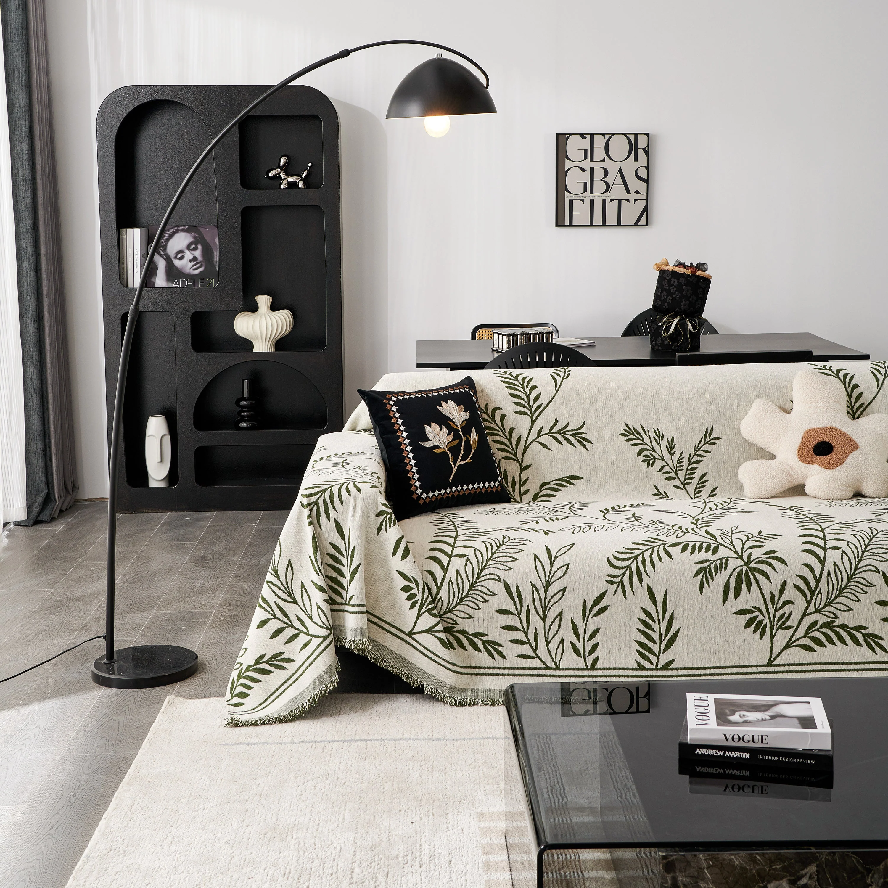 Modern Minimalist Chenille Willow Leaf Pattern Couch Cover Blanket, Luxurious Blankets for The Sofa - Image 39