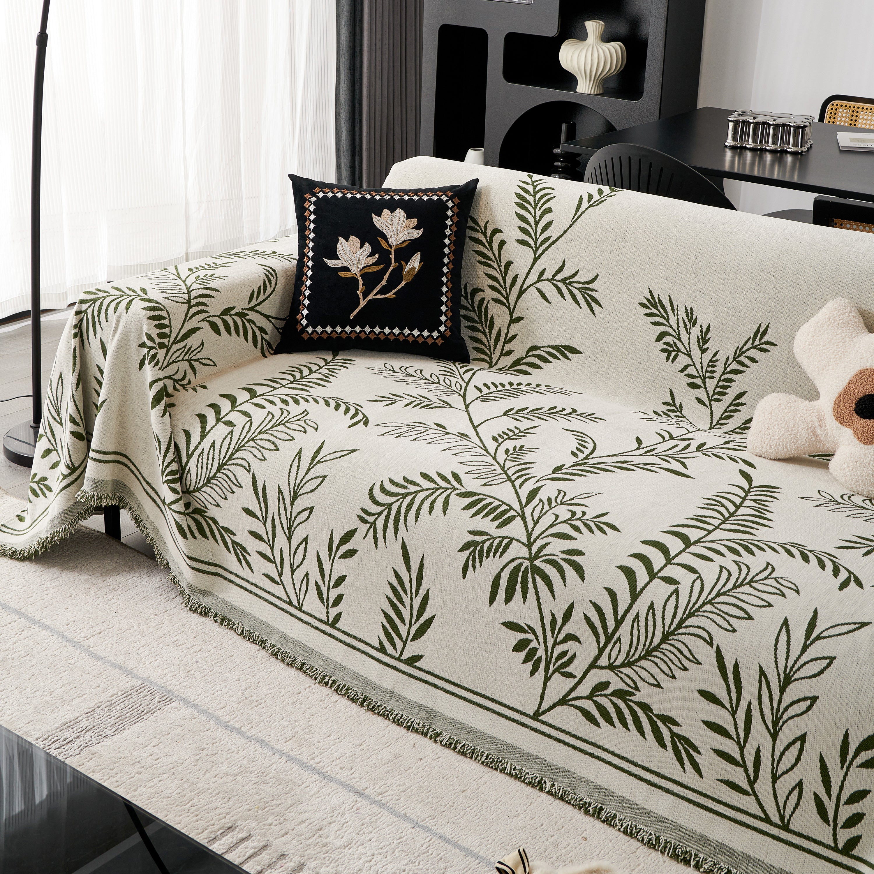 Modern Minimalist Chenille Willow Leaf Pattern Couch Cover Blanket, Luxurious Blankets for The Sofa - Image 48