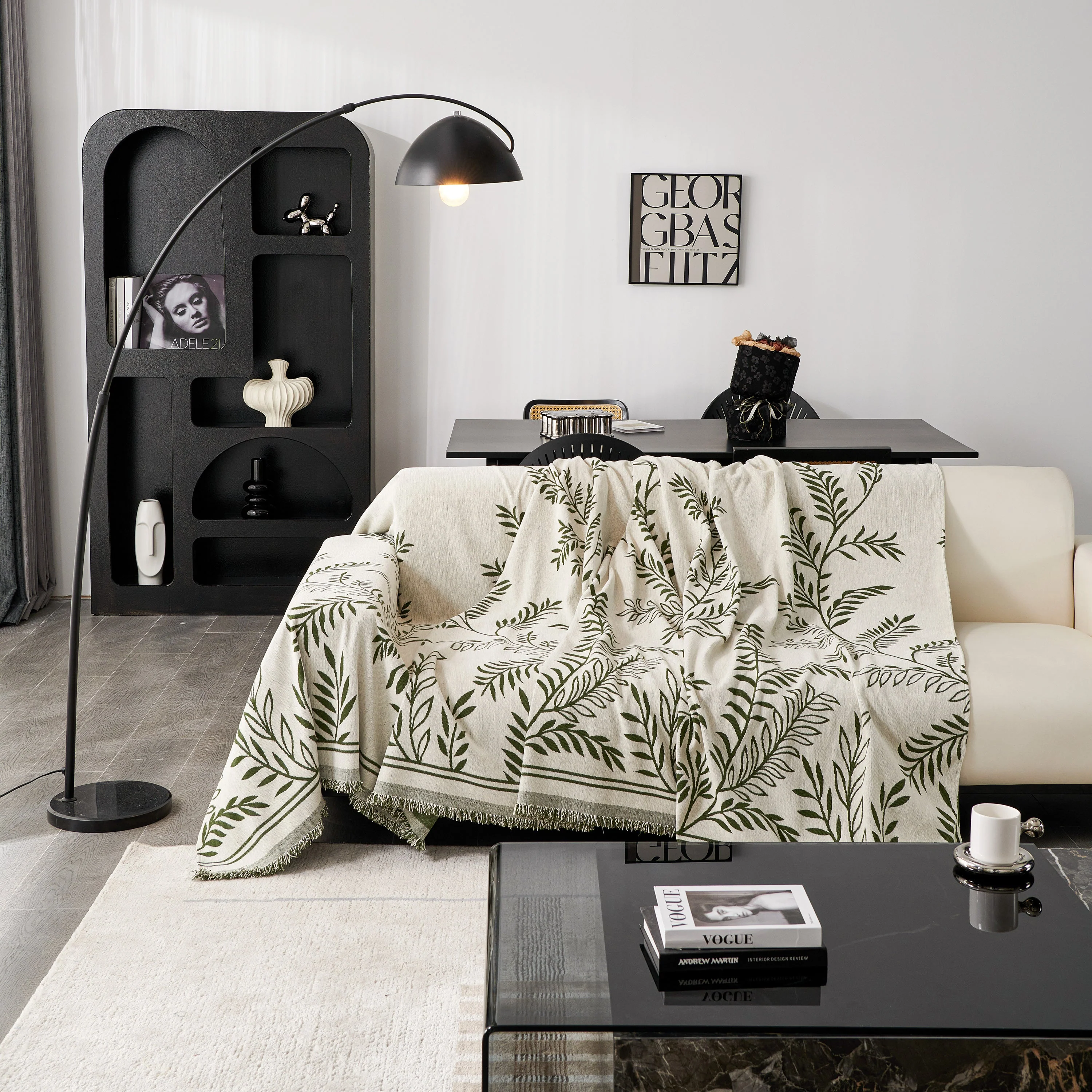 Modern Minimalist Chenille Willow Leaf Pattern Couch Cover Blanket, Luxurious Blankets for The Sofa - Image 61