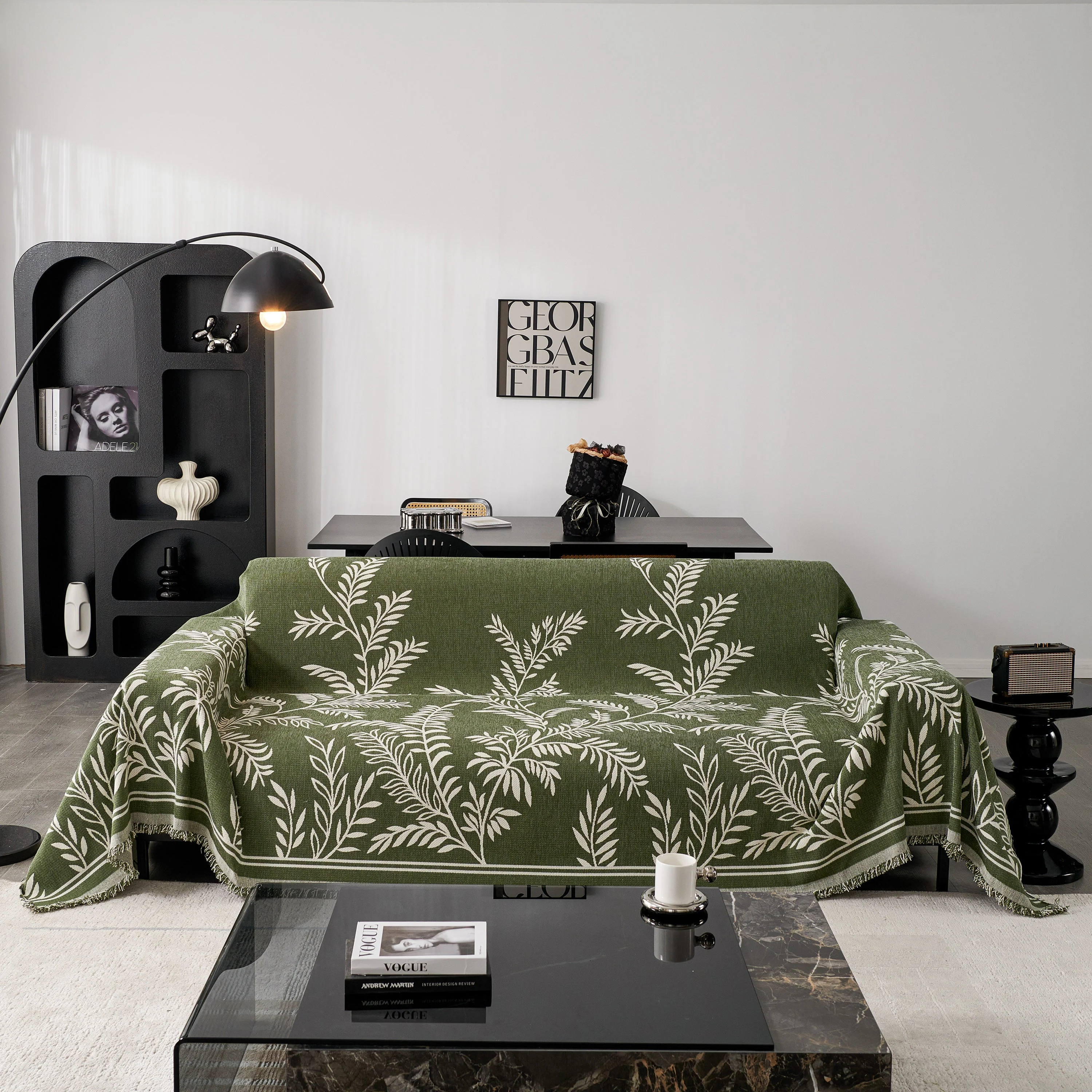 Modern Minimalist Chenille Willow Leaf Pattern Couch Cover Blanket, Luxurious Blankets for The Sofa - Image 67