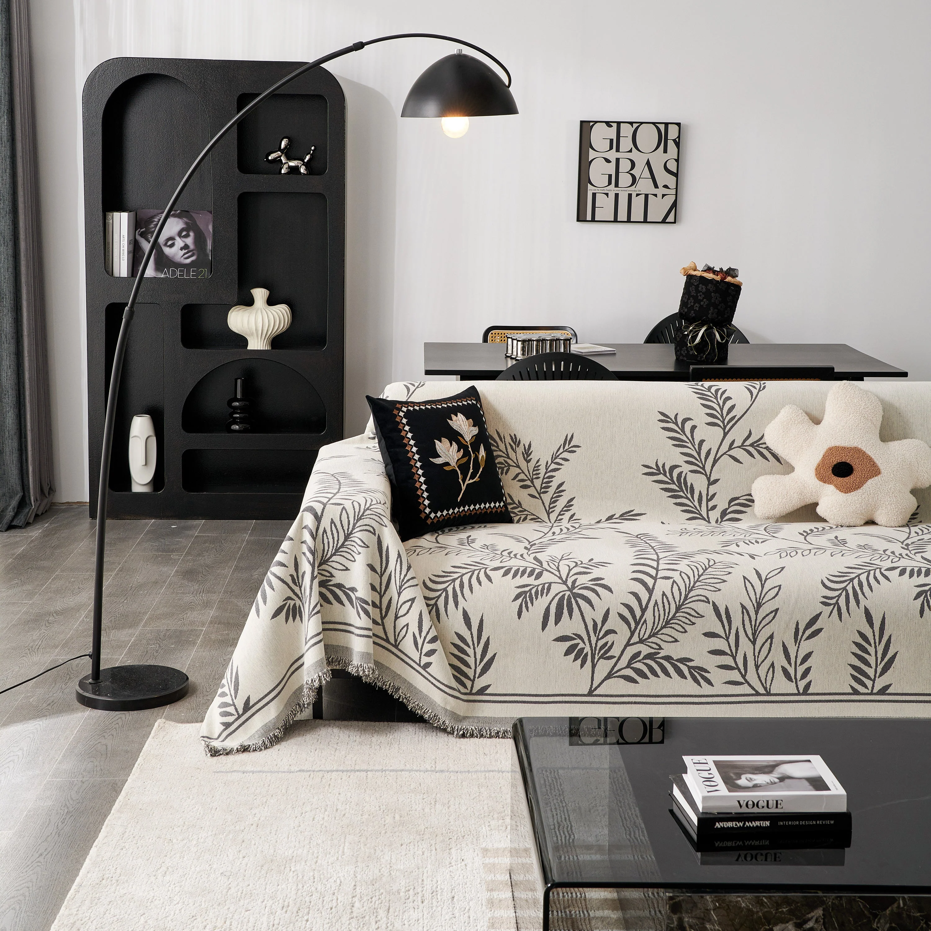 Modern Minimalist Chenille Willow Leaf Pattern Couch Cover Blanket, Luxurious Blankets for The Sofa - Image 70