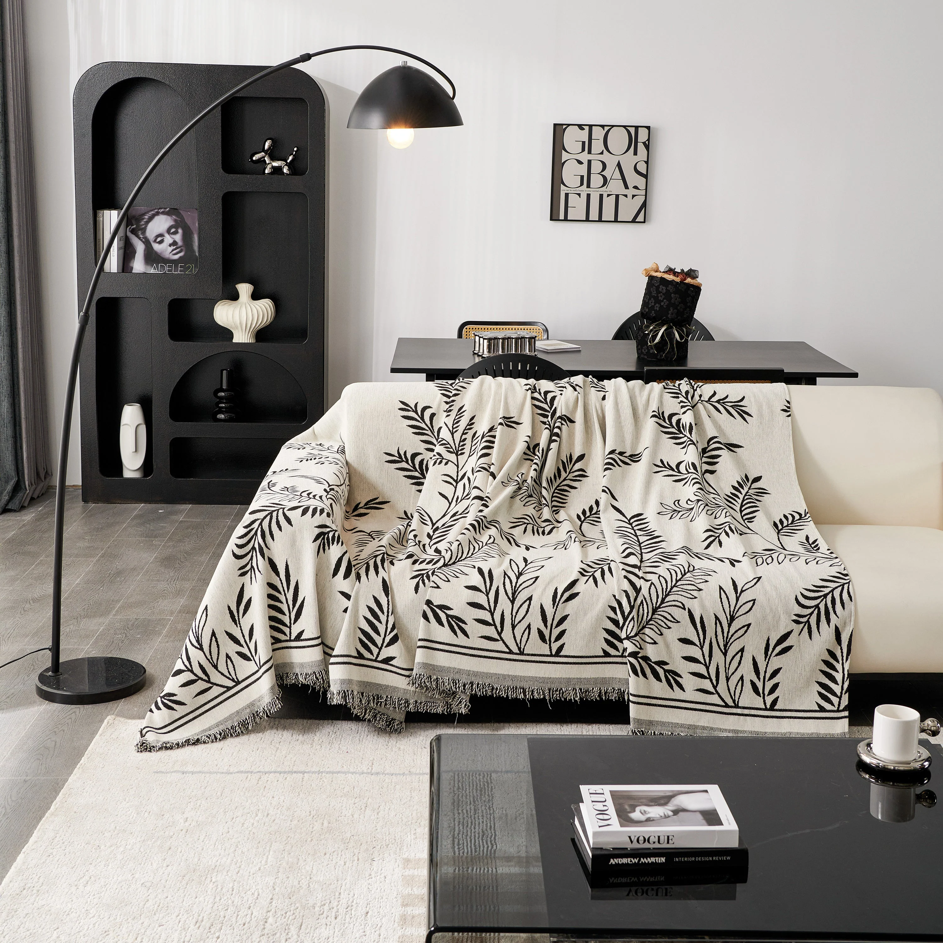 Modern Minimalist Chenille Willow Leaf Pattern Couch Cover Blanket, Luxurious Blankets for The Sofa - Image 9