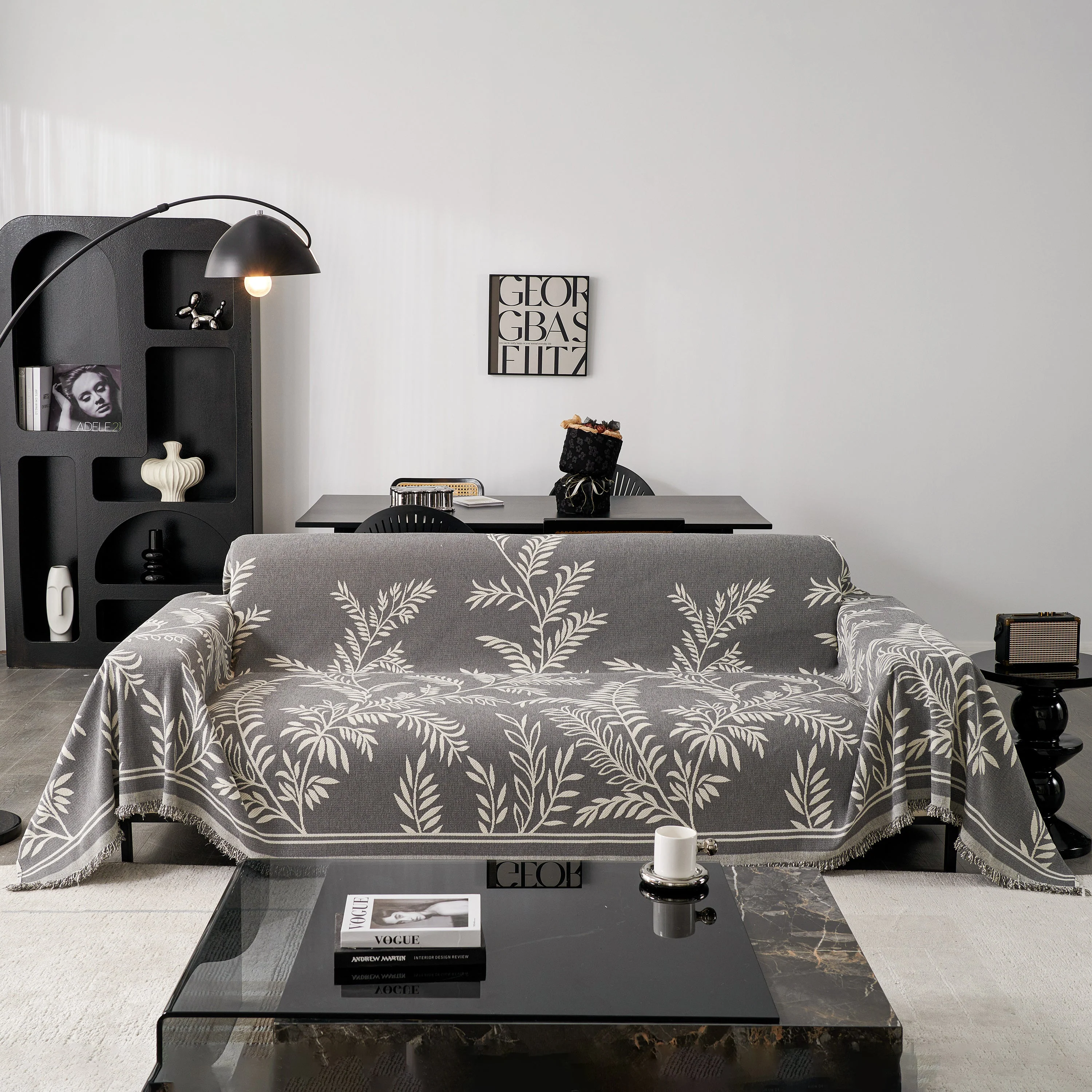 Modern Minimalist Chenille Willow Leaf Pattern Couch Cover Blanket, Luxurious Blankets for The Sofa - Image 97